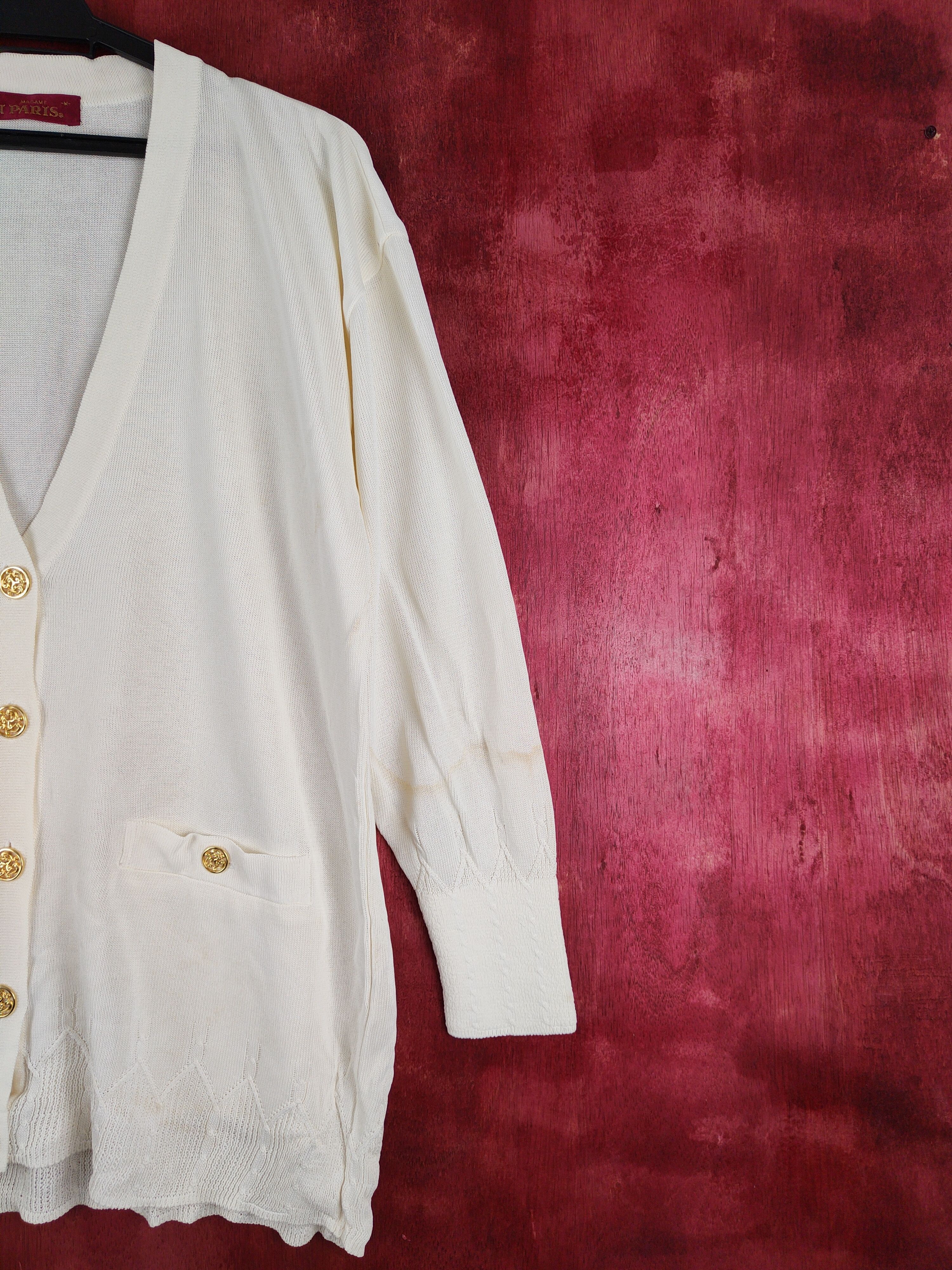 Japanese Brand Madame Paris Ivory knitwear Cardigan #S688 Size L / US 10 / IT 46 - 5 Thumbnail