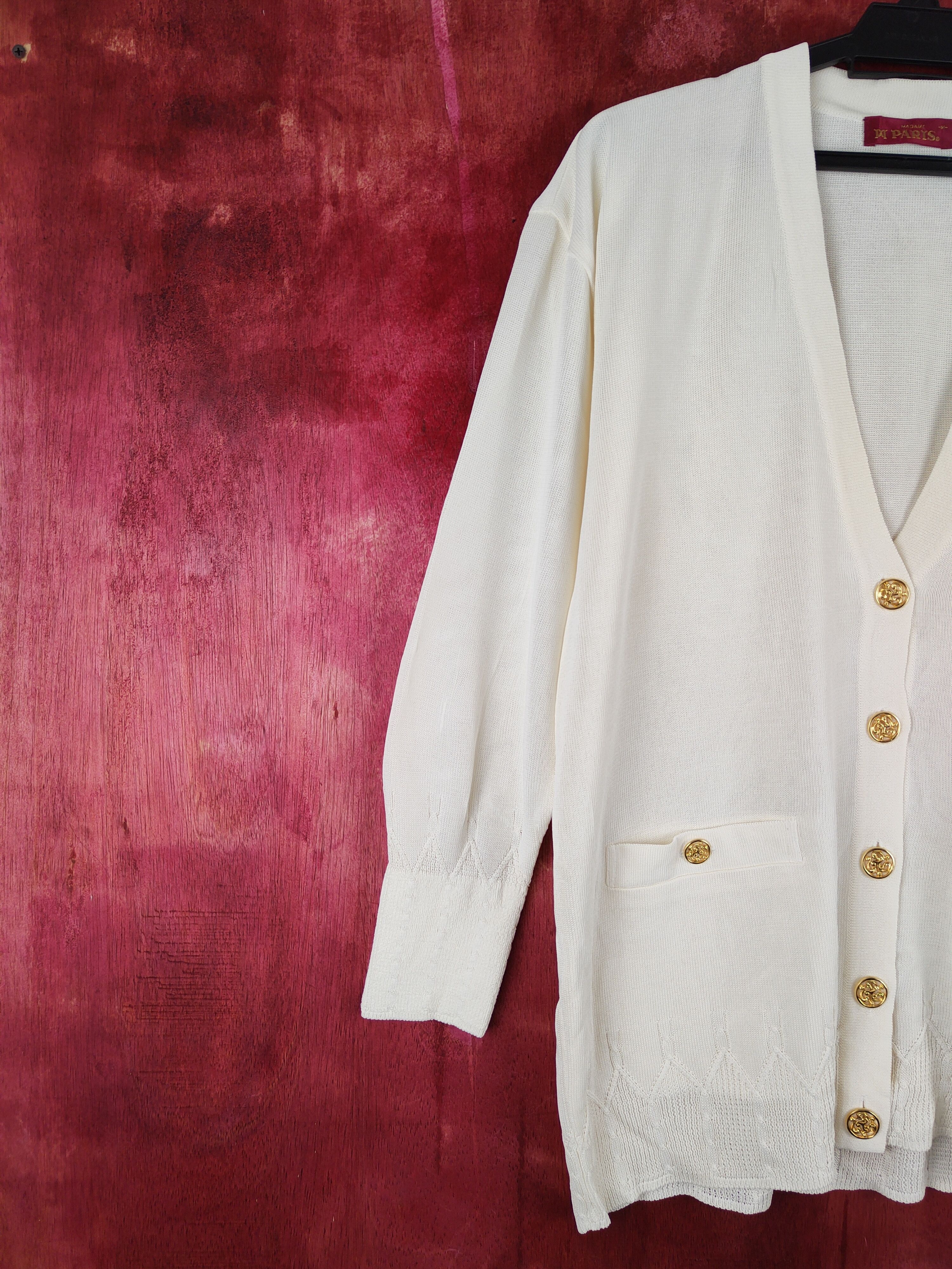 Japanese Brand Madame Paris Ivory knitwear Cardigan #S688 Size L / US 10 / IT 46 - 3 Thumbnail