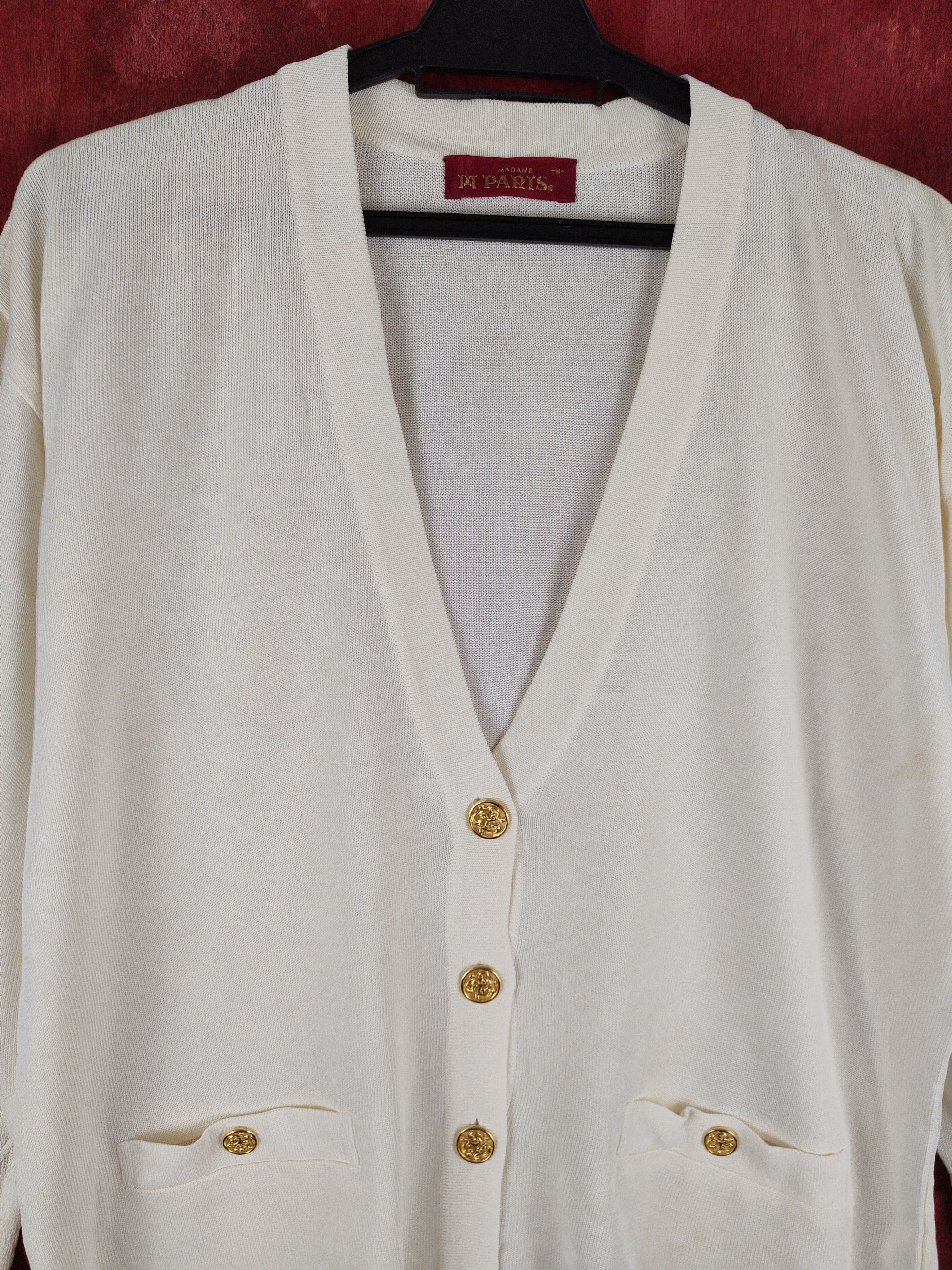 Japanese Brand Madame Paris Ivory knitwear Cardigan #S688 Size L / US 10 / IT 46 - 2 Thumbnail