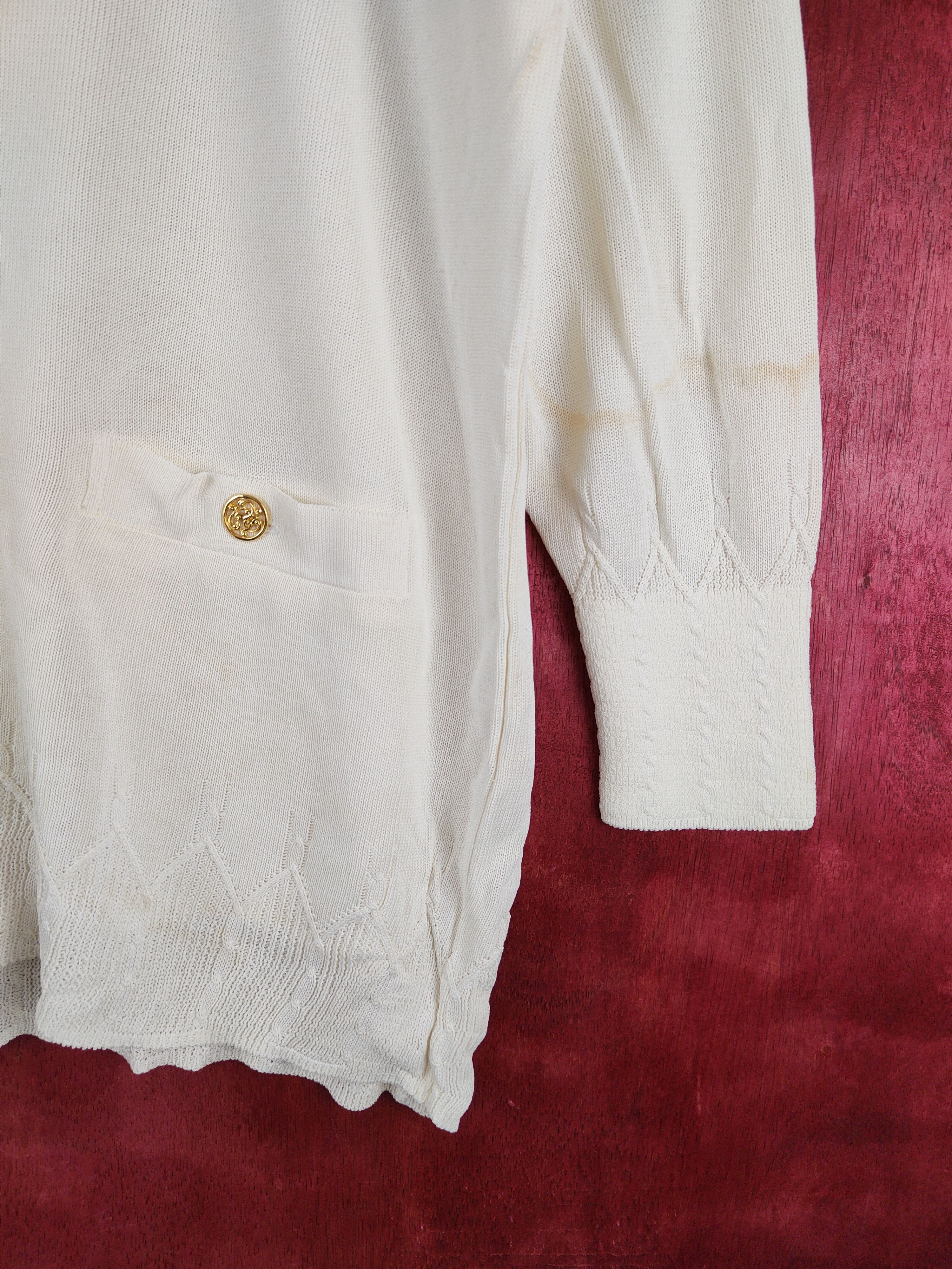Japanese Brand Madame Paris Ivory knitwear Cardigan #S688 Size L / US 10 / IT 46 - 6 Thumbnail