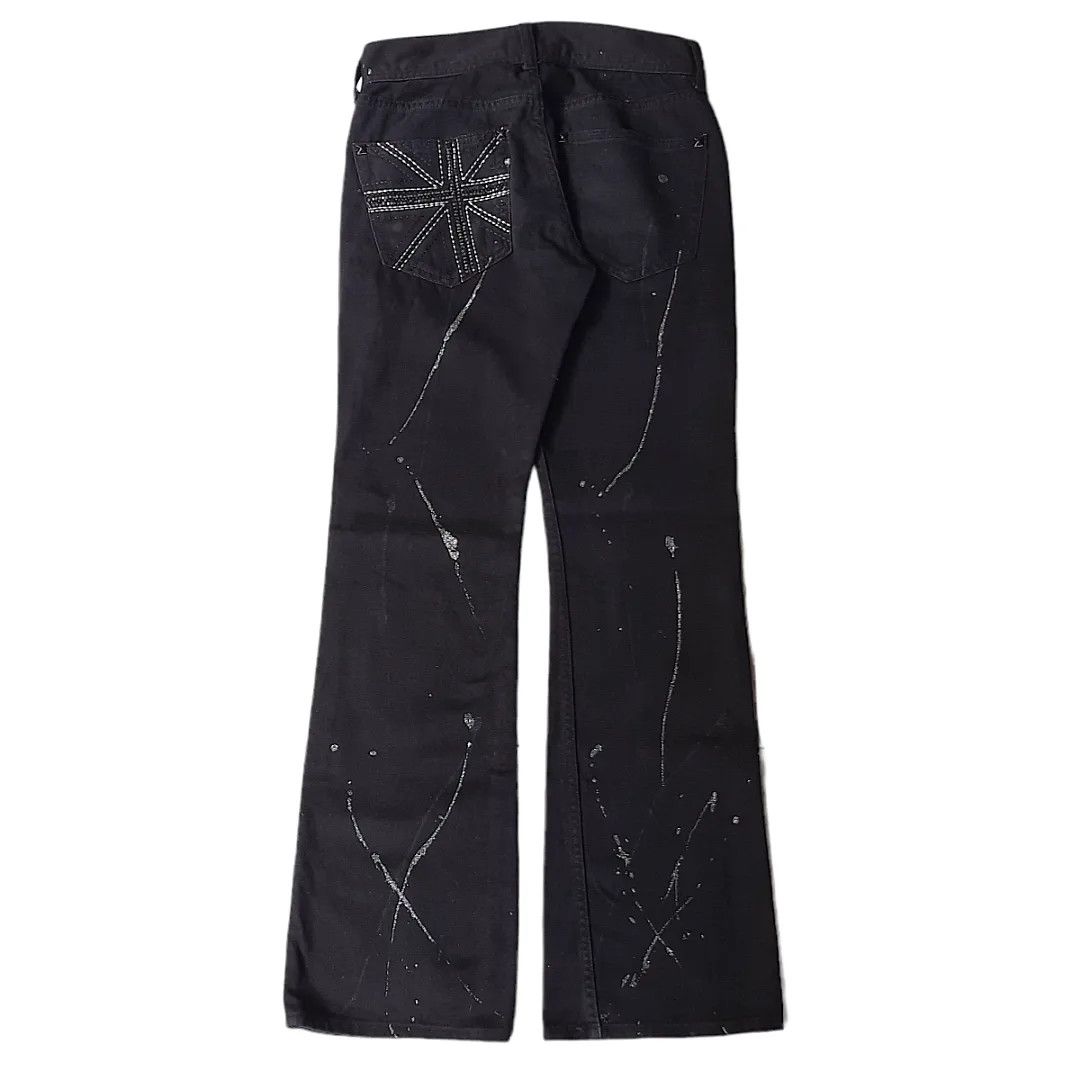 14th Addiction × Le Grande Bleu (L.G.B.) × Tornado Mart Japanese Brand Sorridere Splatter Flared Denim Pants Size US 29 - 5 Thumbnail