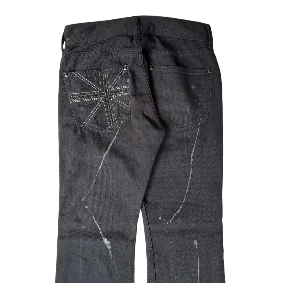 14th Addiction × Le Grande Bleu (L.G.B.) × Tornado Mart Japanese Brand Sorridere Splatter Flared Denim Pants Size US 29 - 7 Thumbnail