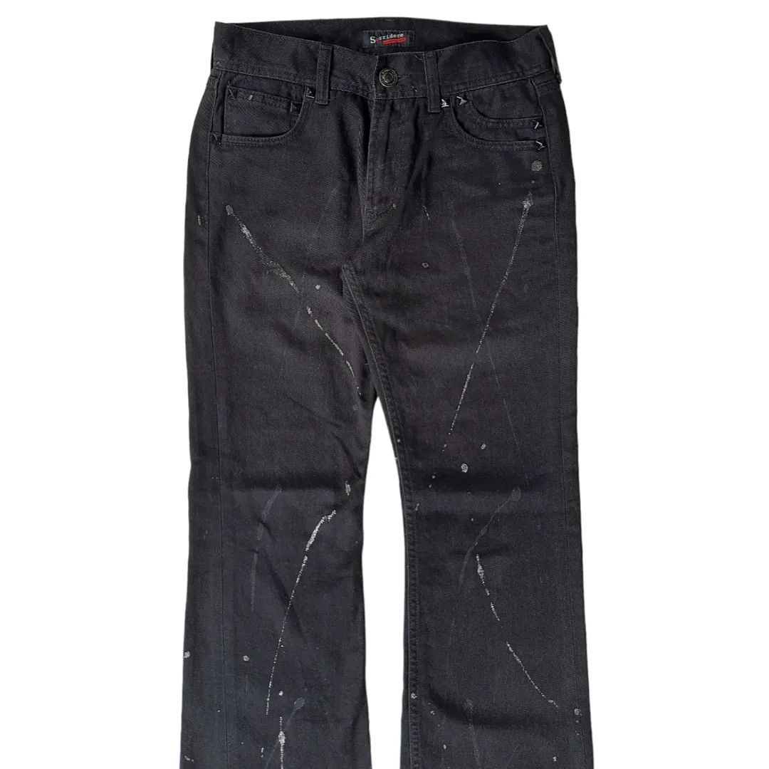 14th Addiction × Le Grande Bleu (L.G.B.) × Tornado Mart Japanese Brand Sorridere Splatter Flared Denim Pants Size US 29 - 2 Thumbnail