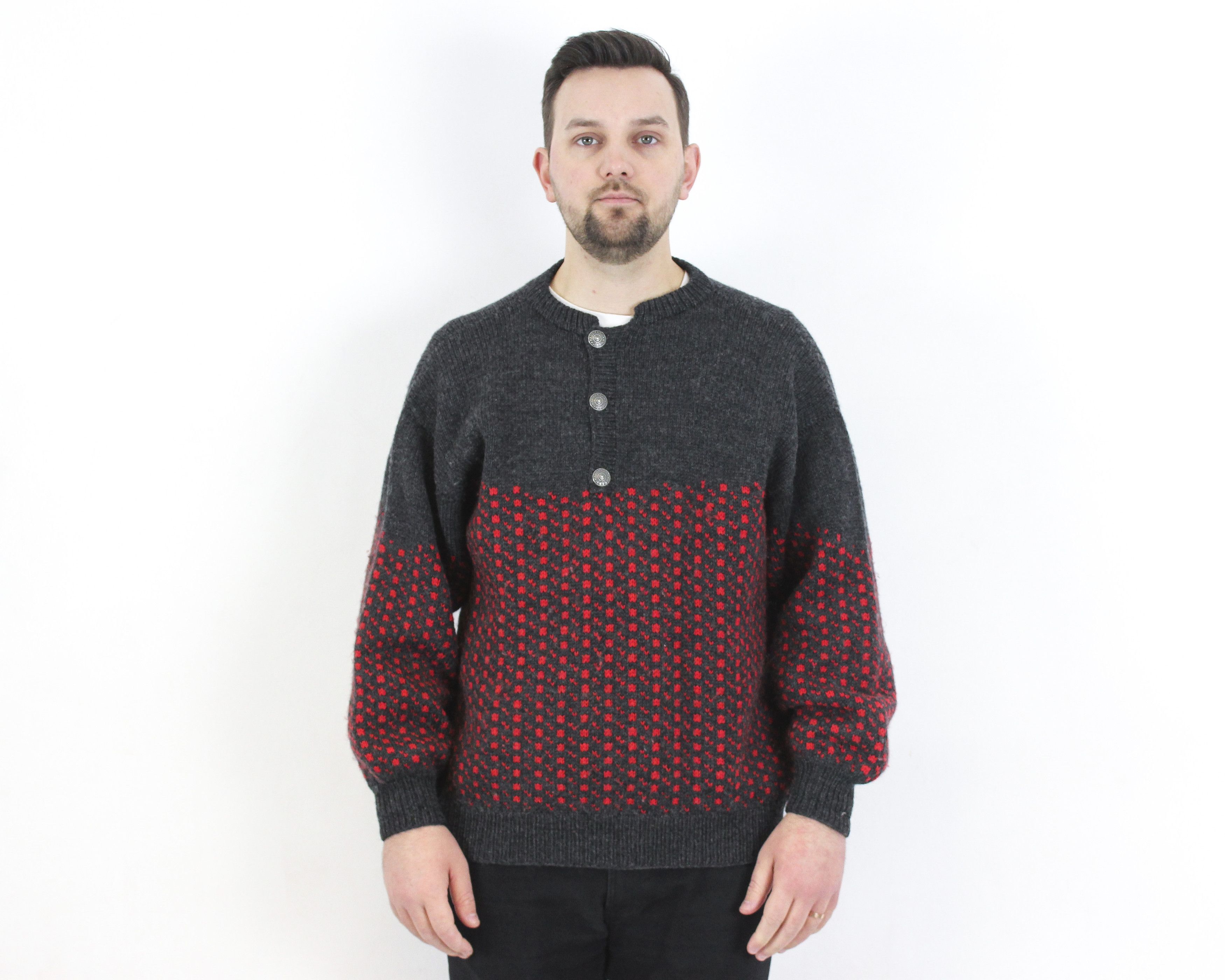 Vintage Nordic Wool Jumper XL Pullover Structure Sweater Winter Size US XL / EU 56 / 4 - 1 Thumbnail