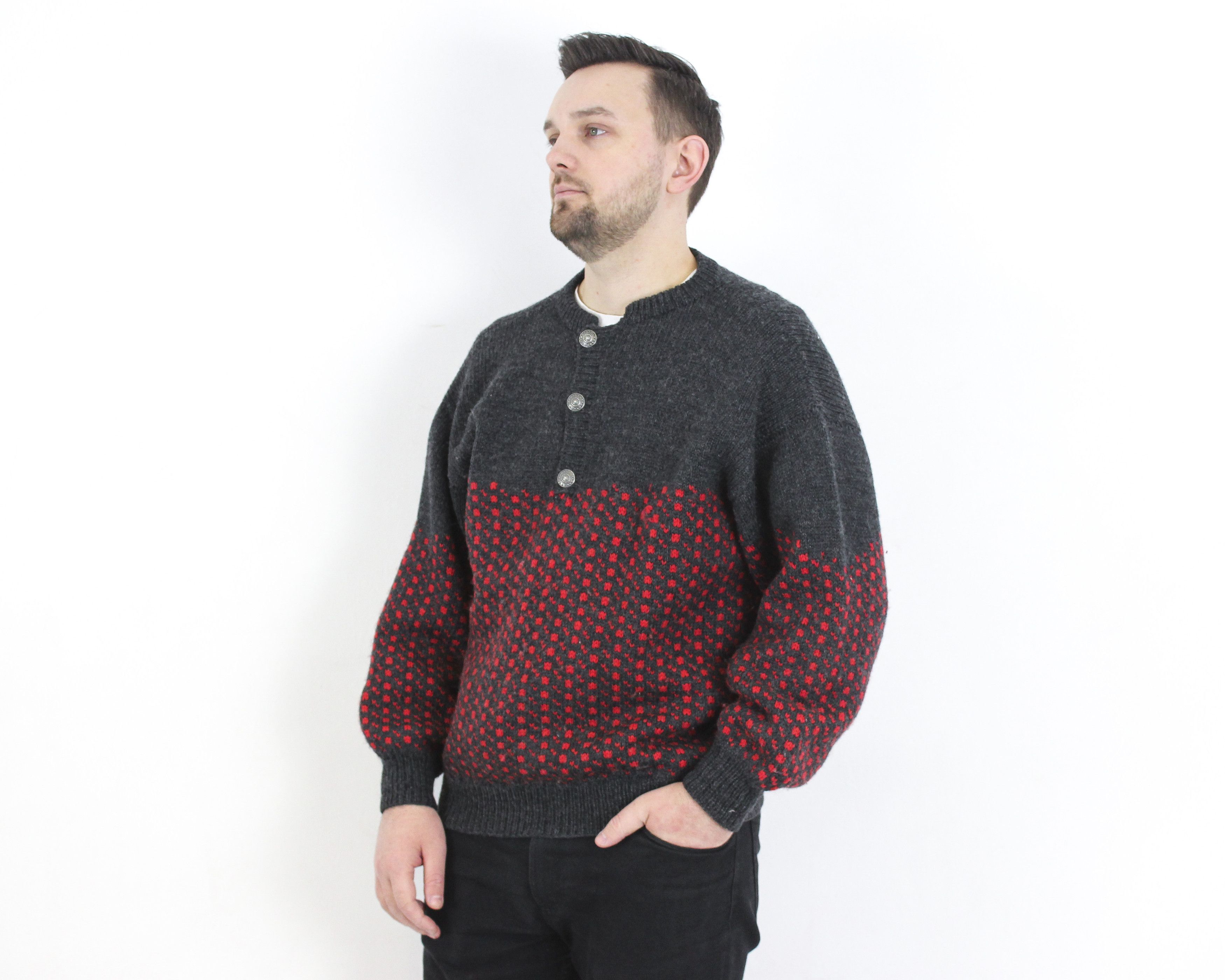 Vintage Nordic Wool Jumper XL Pullover Structure Sweater Winter Size US XL / EU 56 / 4 - 3 Thumbnail