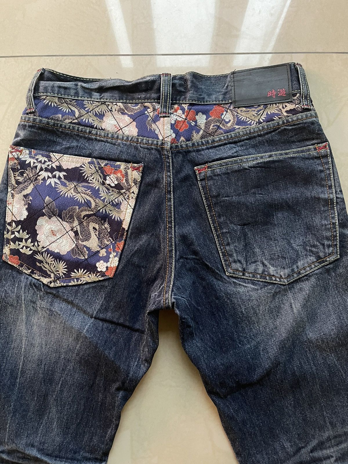 Japanese Brand JIN KNIGHT JAPAN SCRIPT SAKURA DESIGN DENIM JEANS KARAKURI Size US 30 / EU 46 - 6 Thumbnail