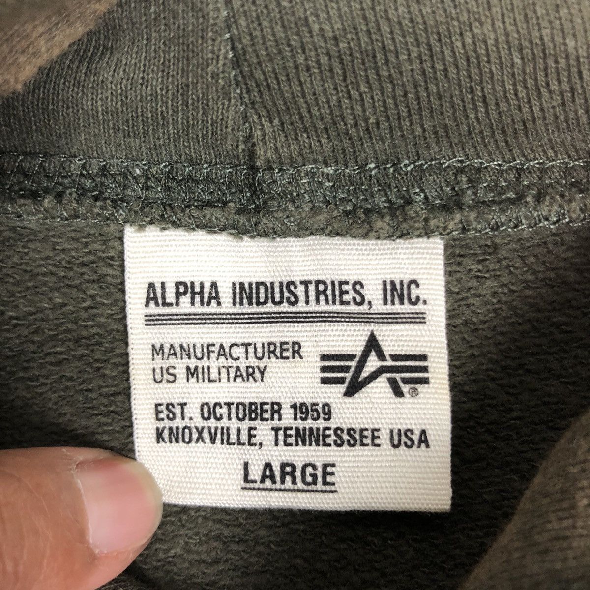 Alpha Industries × Vintage Alpha Industries Manufacturer US Military Big Logo Hoodie Size US L / EU 52-54 / 3 - 5 Thumbnail