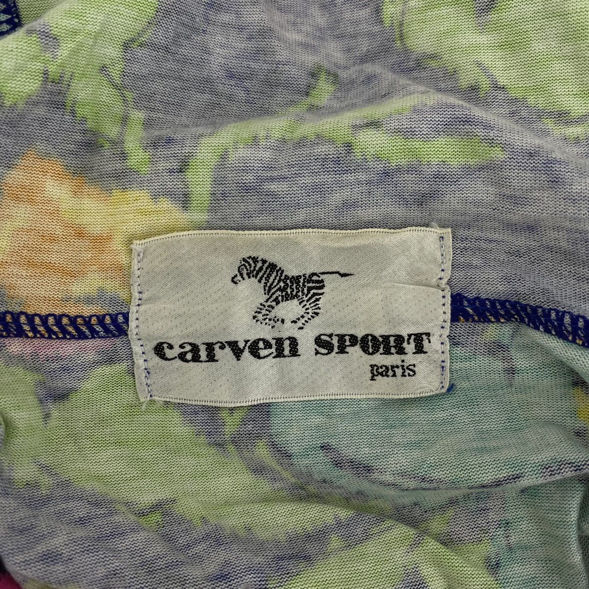 Carven Vtg 90s CARVEN SPORT PARIS Flower Overprint Hooded Bomber Size L / US 10 / IT 46 - 4 Thumbnail