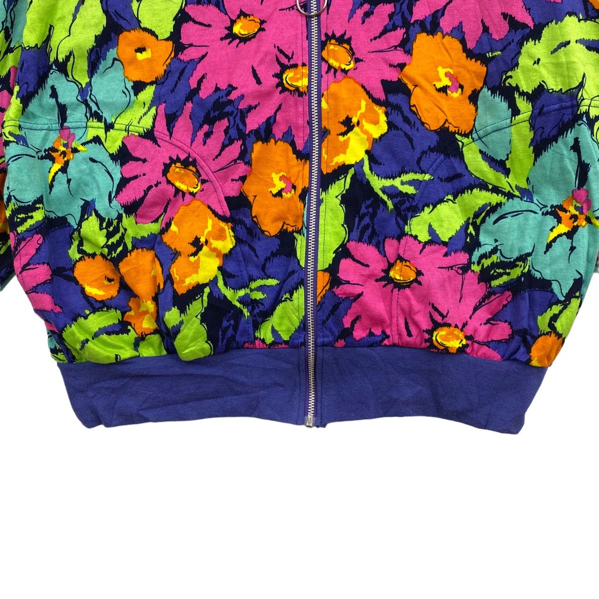 Carven Vtg 90s CARVEN SPORT PARIS Flower Overprint Hooded Bomber Size L / US 10 / IT 46 - 3 Thumbnail