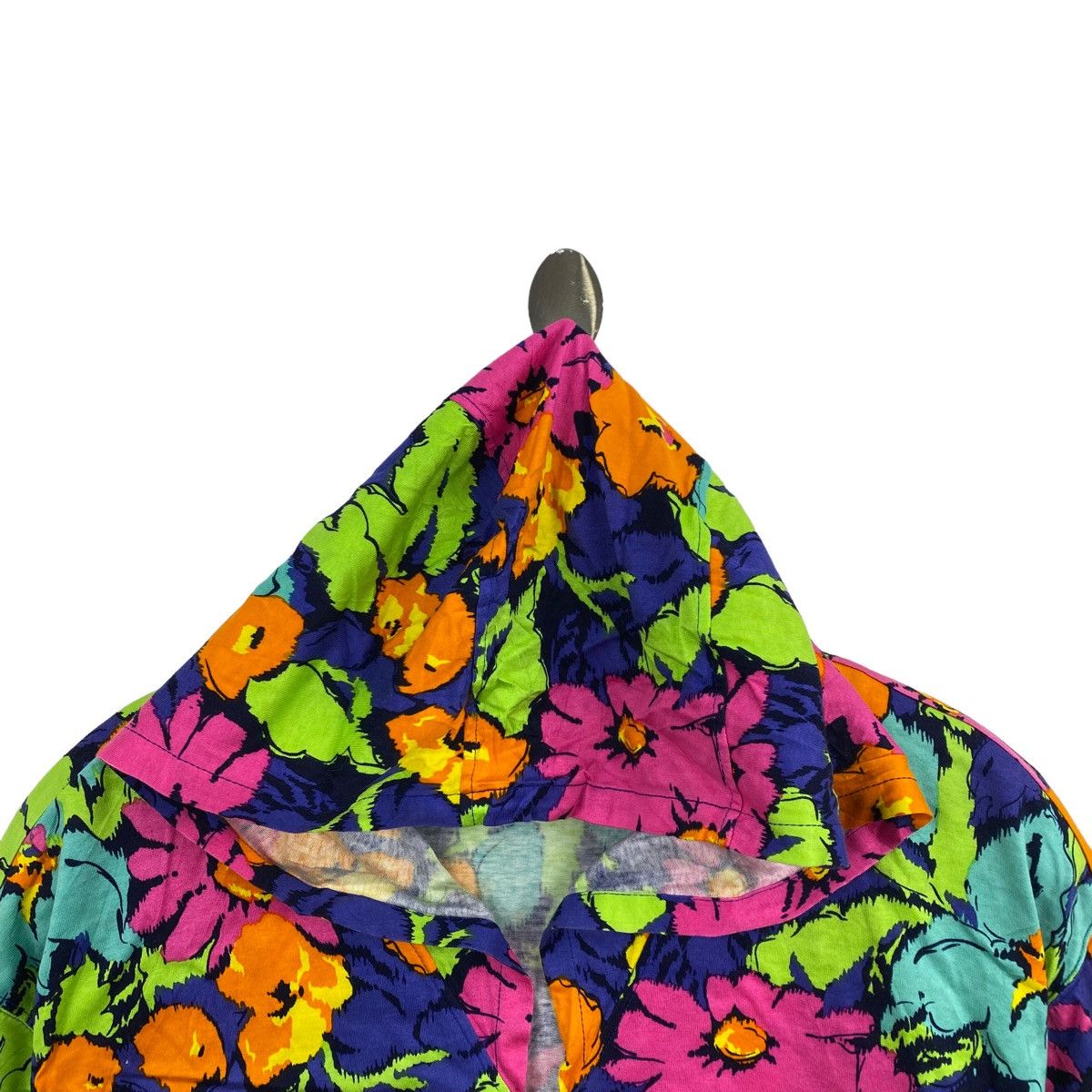 Carven Vtg 90s CARVEN SPORT PARIS Flower Overprint Hooded Bomber Size L / US 10 / IT 46 - 2 Thumbnail
