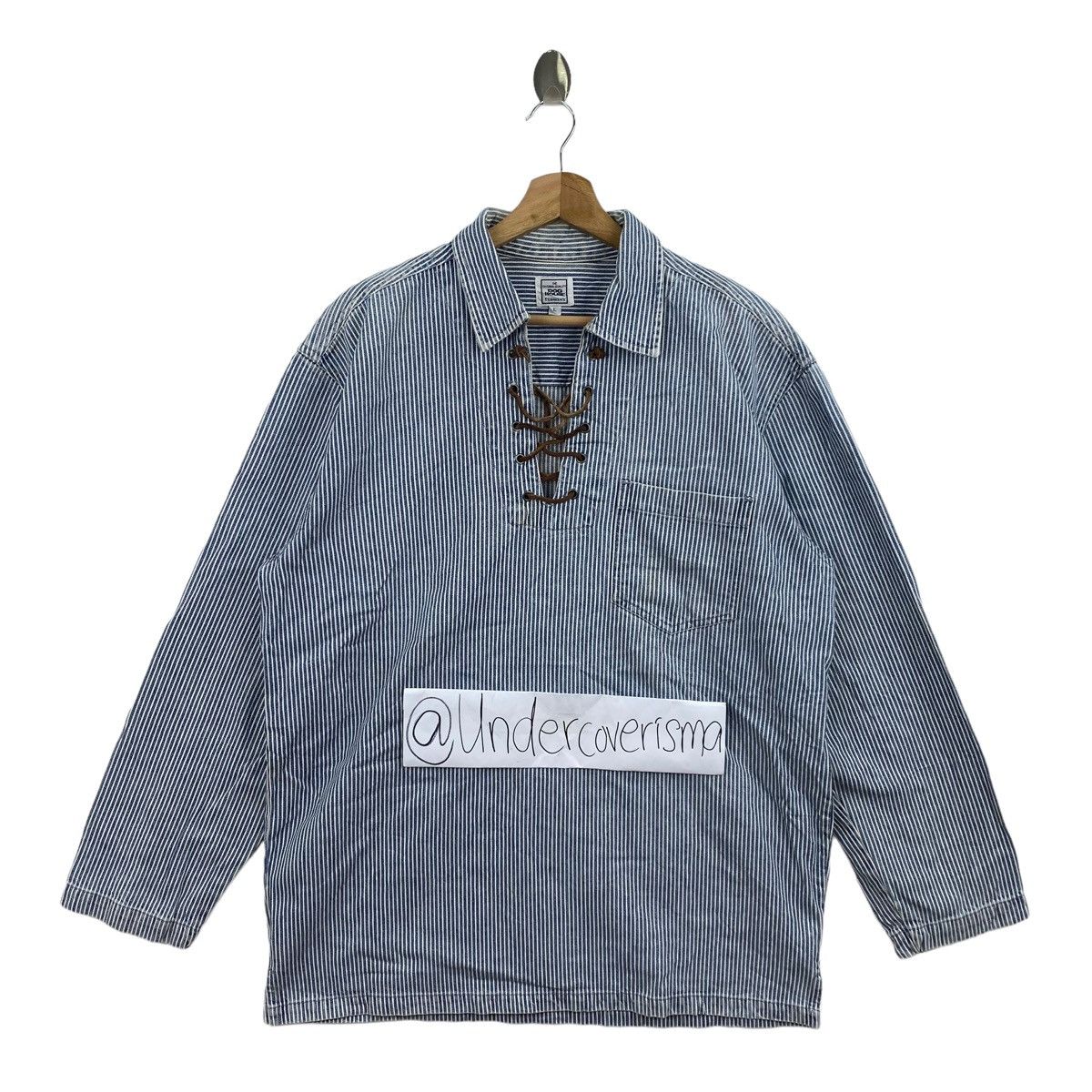 Vintage Vintage DOG HOUSE String Button Hickory Stripes Blue Shirt Size US L / EU 52-54 / 3 - 1 Thumbnail