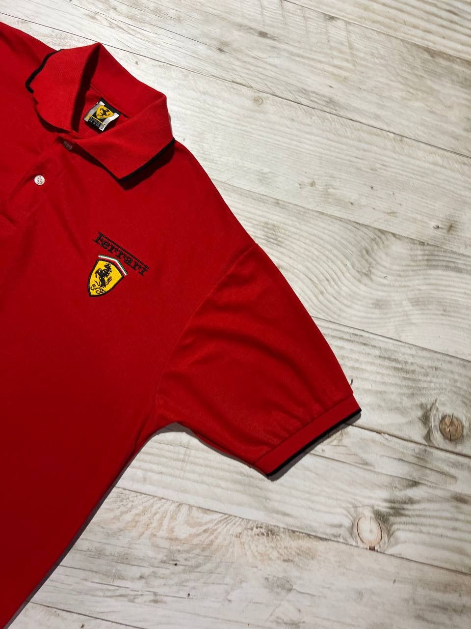 Ferrari Vintage Ferrari Racing F1 Big Logo Polo Shirt 90s Schumacher Size US XL / EU 56 / 4 - 5 Thumbnail