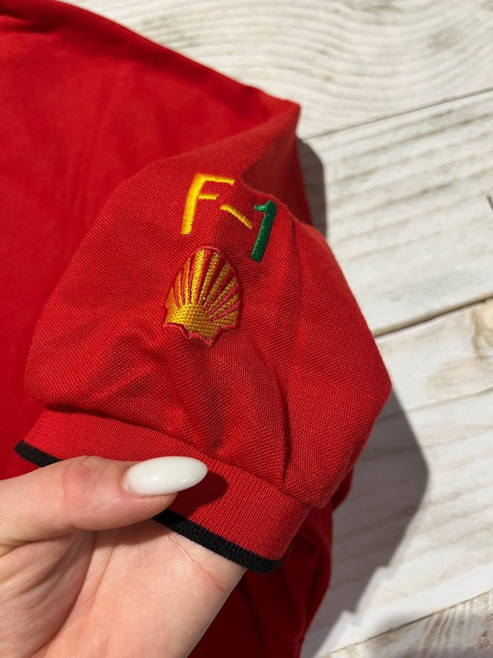 Ferrari Vintage Ferrari Racing F1 Big Logo Polo Shirt 90s Schumacher Size US XL / EU 56 / 4 - 6 Thumbnail