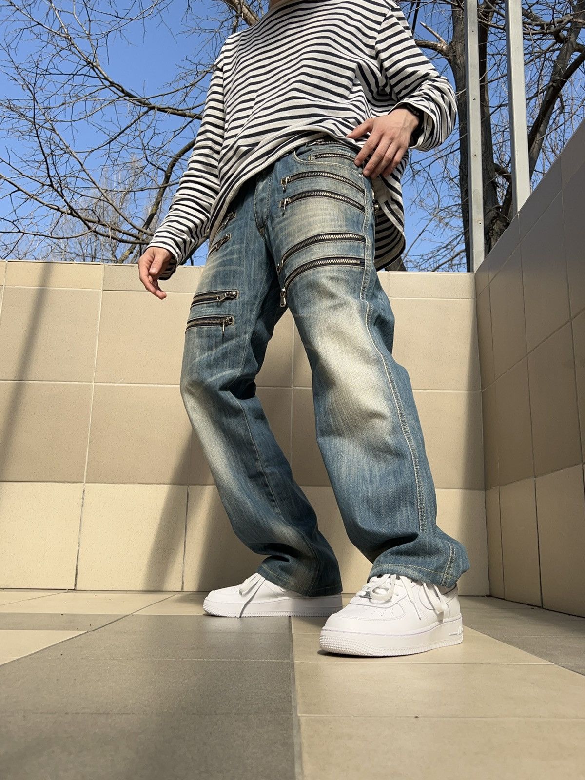 Japanese Brand × Vintage Vintage Japanese Multi Zippers Jeans Size US 32 / EU 48 - 1 Thumbnail
