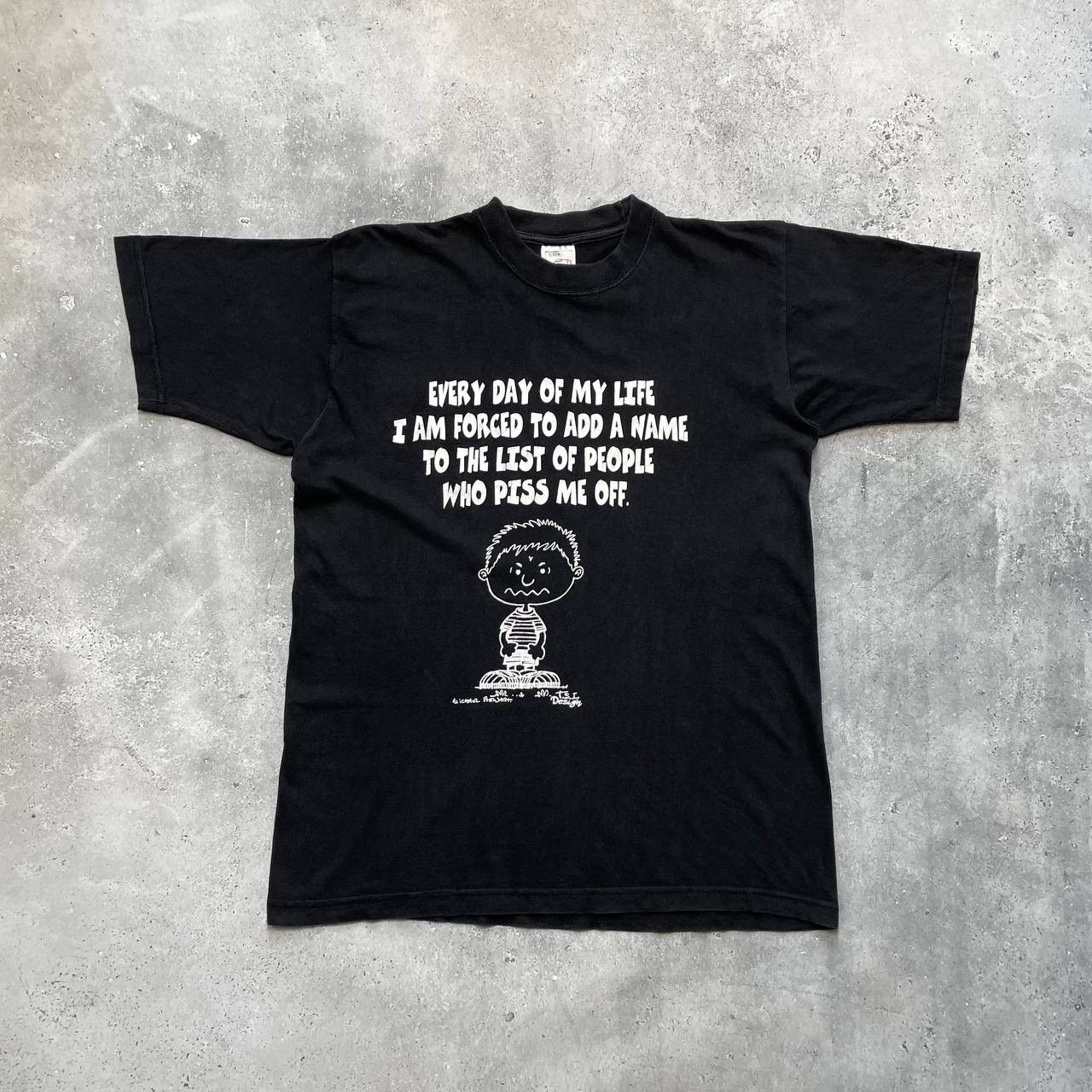 Vintage Vintage 90s Piss Off Quote T Shirt Faded Black Size US L / EU 52-54 / 3 - 1 Thumbnail