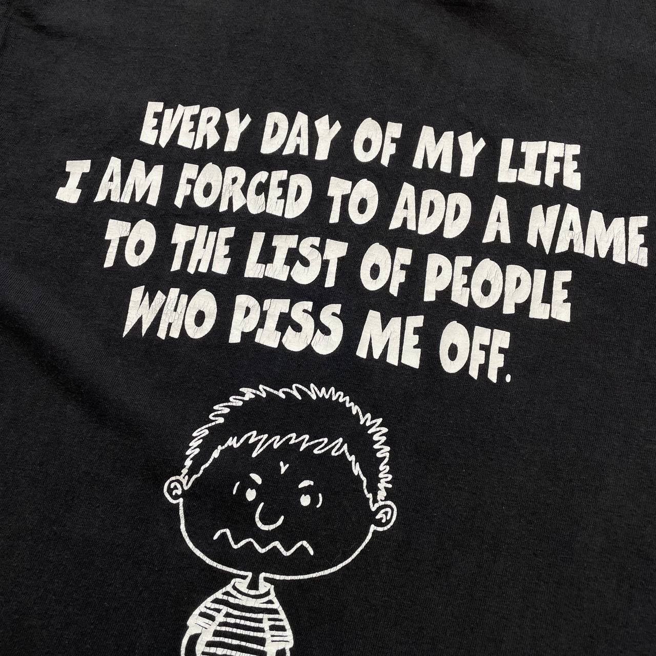 Vintage Vintage 90s Piss Off Quote T Shirt Faded Black Size US L / EU 52-54 / 3 - 4 Thumbnail