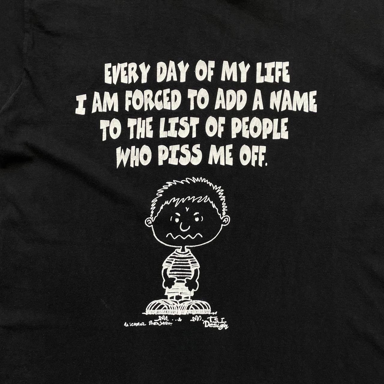 Vintage Vintage 90s Piss Off Quote T Shirt Faded Black Size US L / EU 52-54 / 3 - 3 Thumbnail