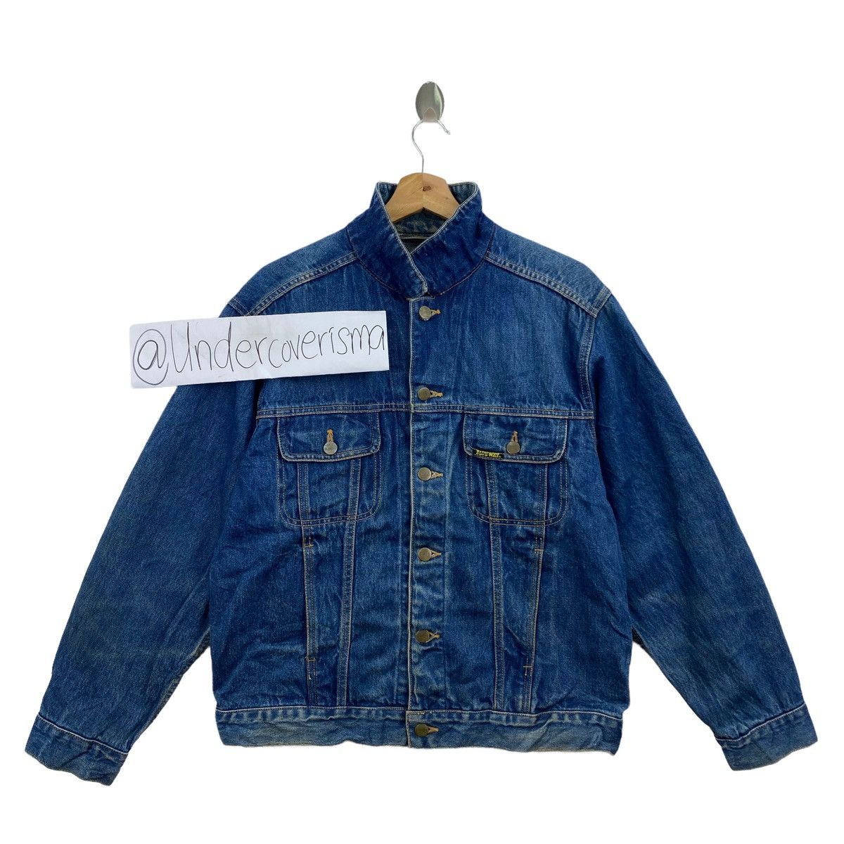 Vintage 80s BLUE WAY TRUCKER Type-3 Ride Blue Buttons Denim