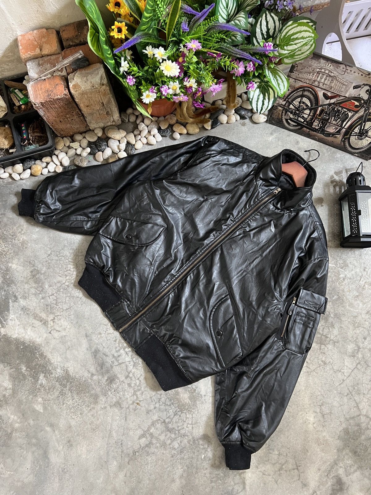 Vintage Vintage 🏴‍☠️ Fully Leather Quilted Bomber Jacket Size US L / EU 52-54 / 3 - 4 Thumbnail