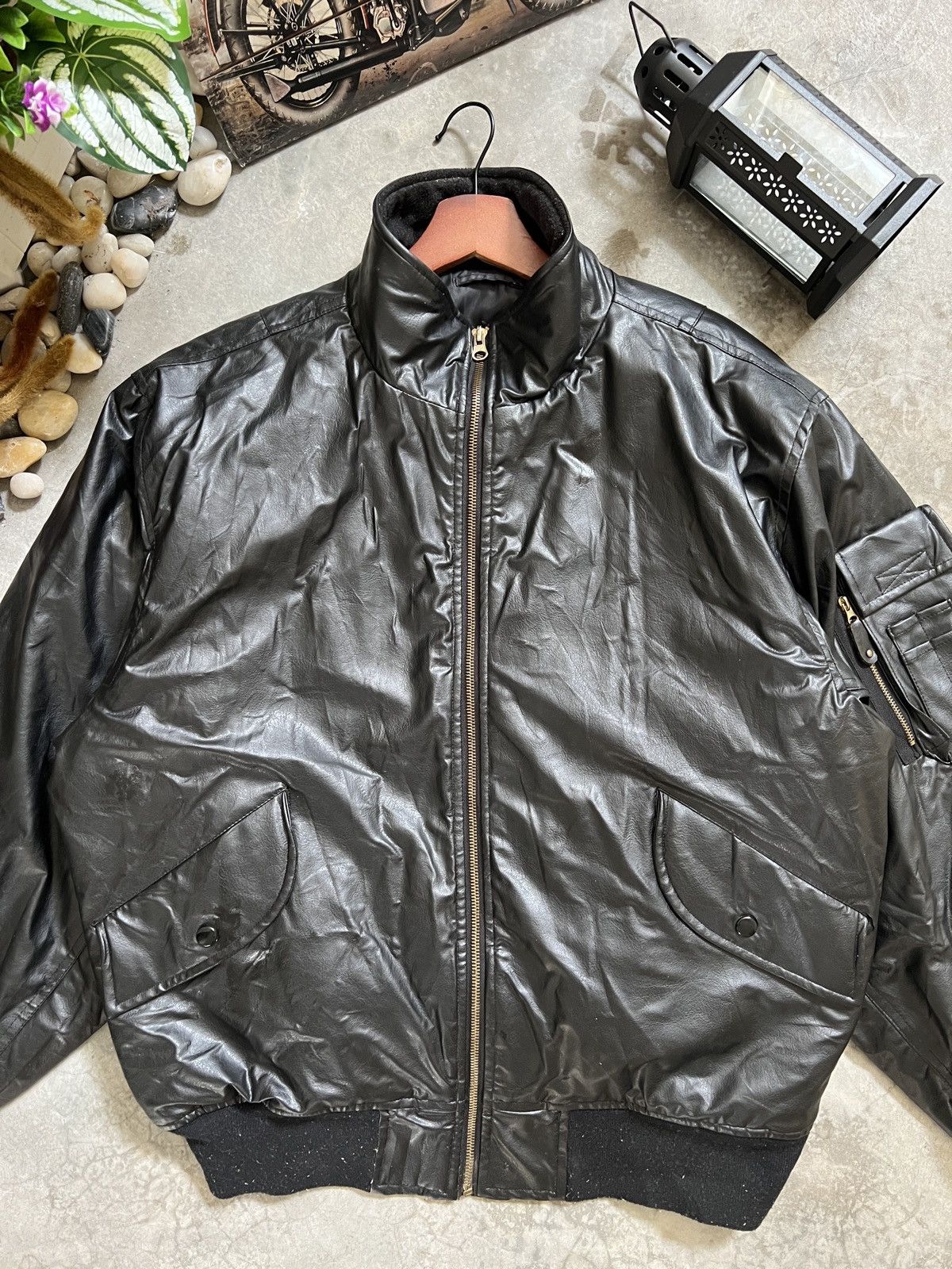 Vintage Vintage 🏴‍☠️ Fully Leather Quilted Bomber Jacket Size US L / EU 52-54 / 3 - 2 Thumbnail