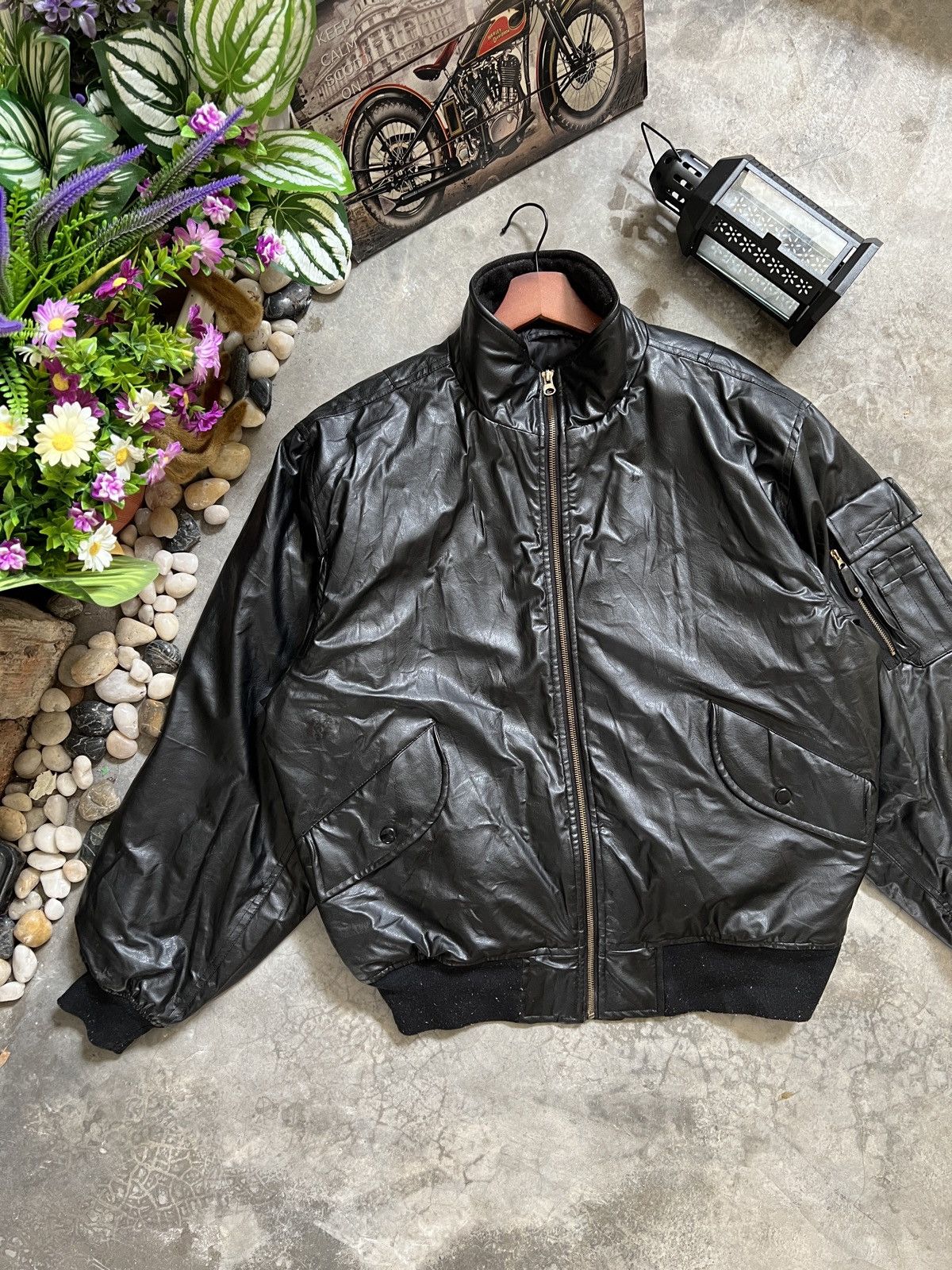 Vintage Vintage 🏴‍☠️ Fully Leather Quilted Bomber Jacket Size US L / EU 52-54 / 3 - 3 Thumbnail