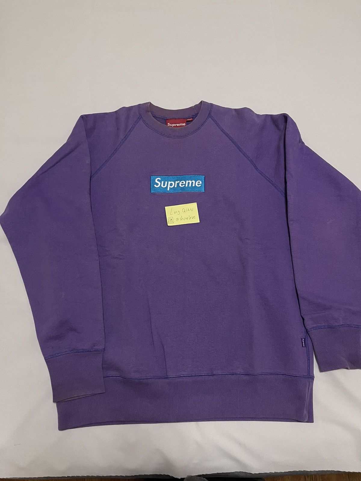 Supreme 2005 teal on purple box logo crewneck