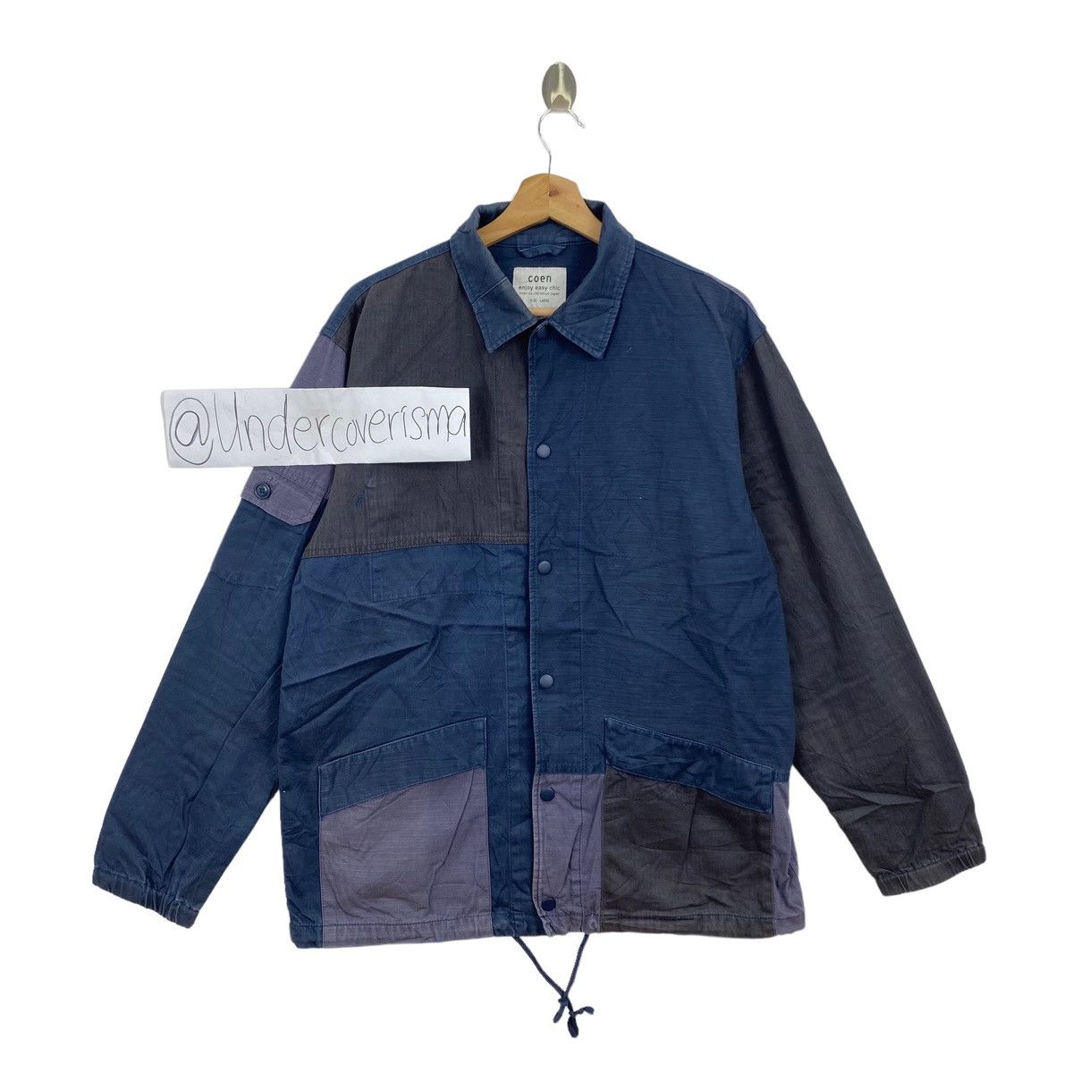Japanese Brand COEN CO Japan Brand Black Patchwork Design Button Up Shirts Size US L / EU 52-54 / 3 - 1 Thumbnail