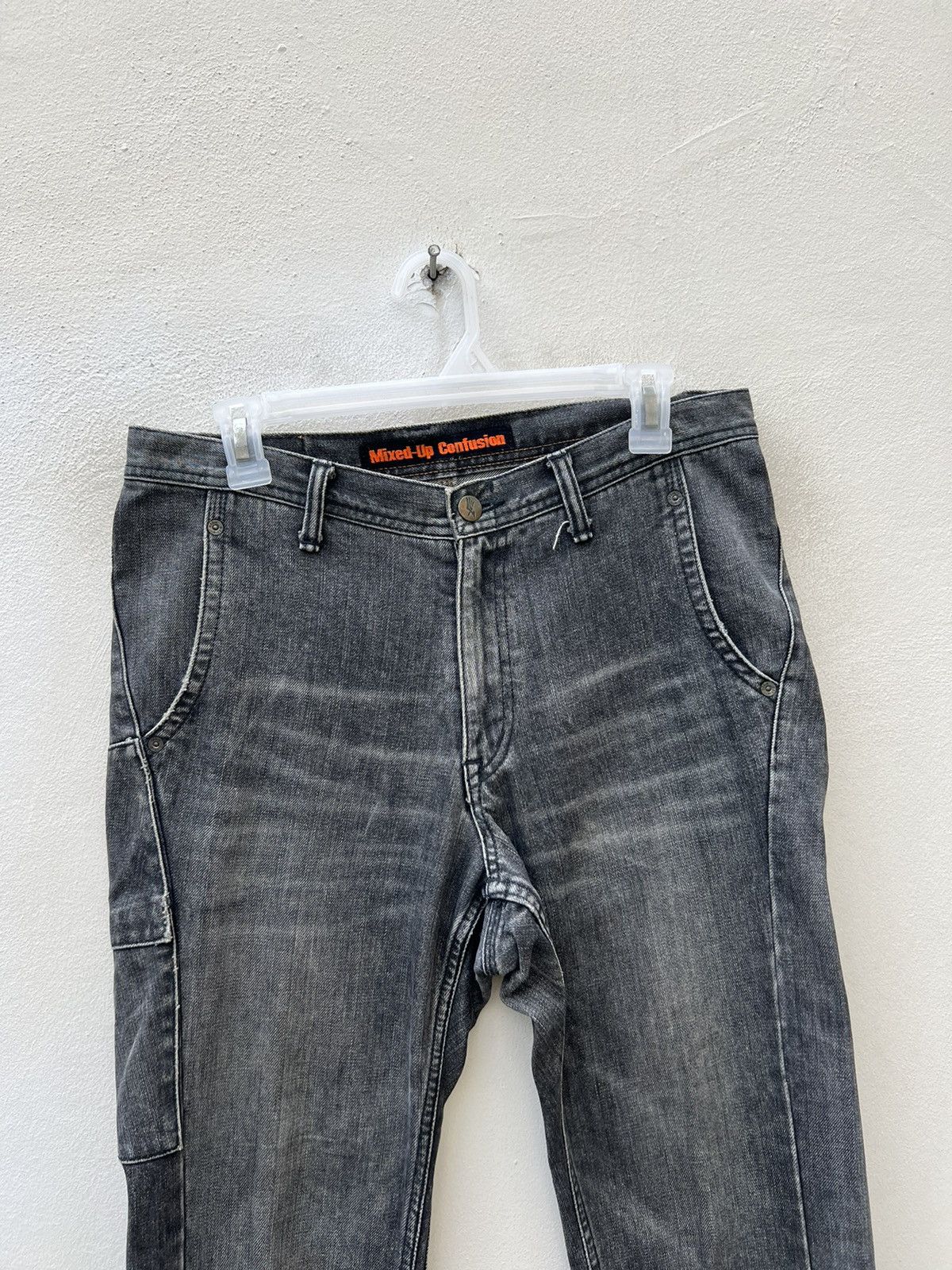 20471120 VTG Mixed-Up Confusion Fade Black Denim Patchwork Crop Jeans Size US 32 / EU 48 - 7 Thumbnail