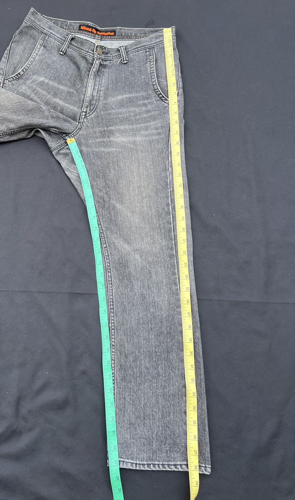 20471120 VTG Mixed-Up Confusion Fade Black Denim Patchwork Crop Jeans Size US 32 / EU 48 - 4 Thumbnail