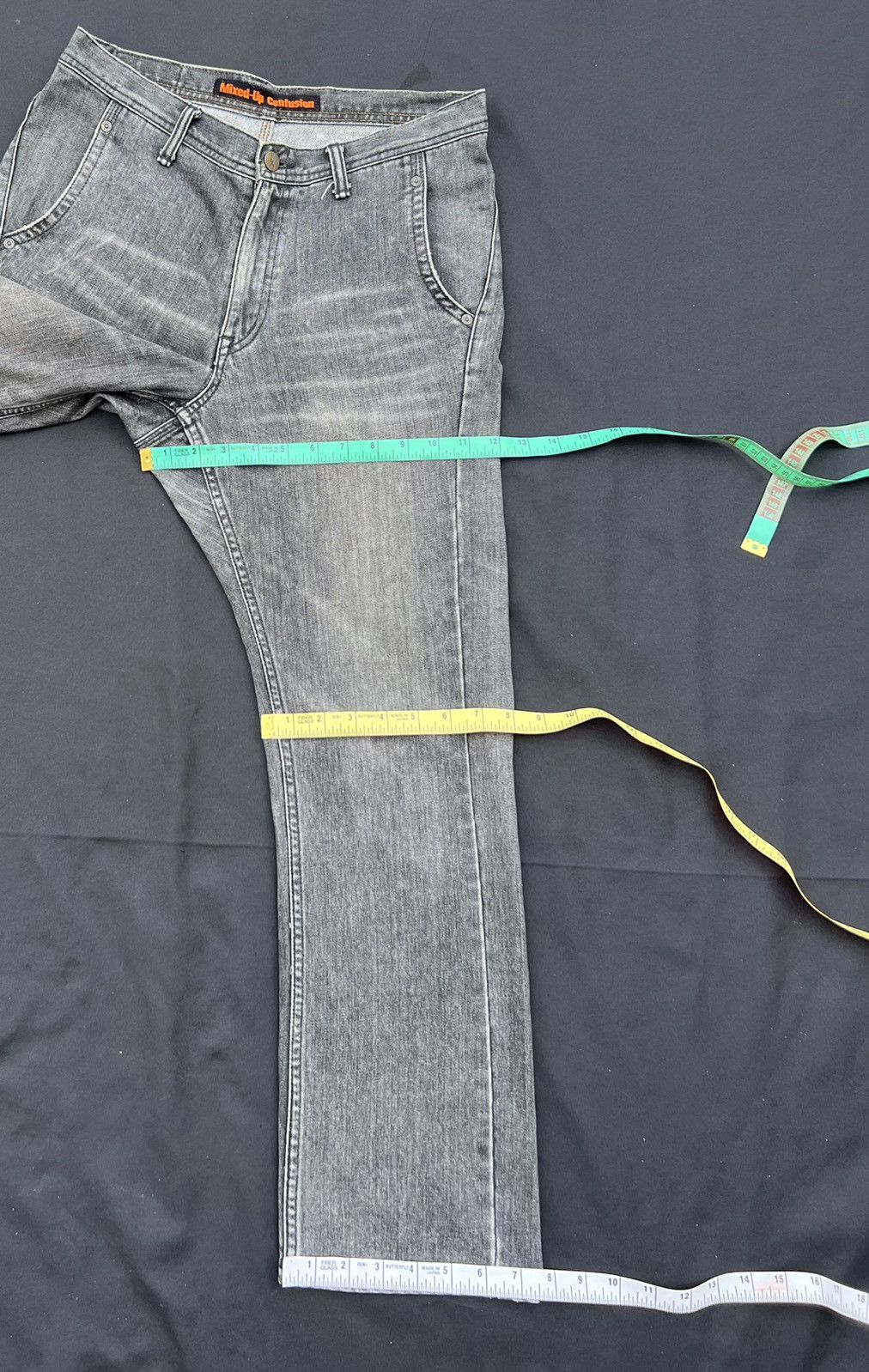 20471120 VTG Mixed-Up Confusion Fade Black Denim Patchwork Crop Jeans Size US 32 / EU 48 - 3 Thumbnail