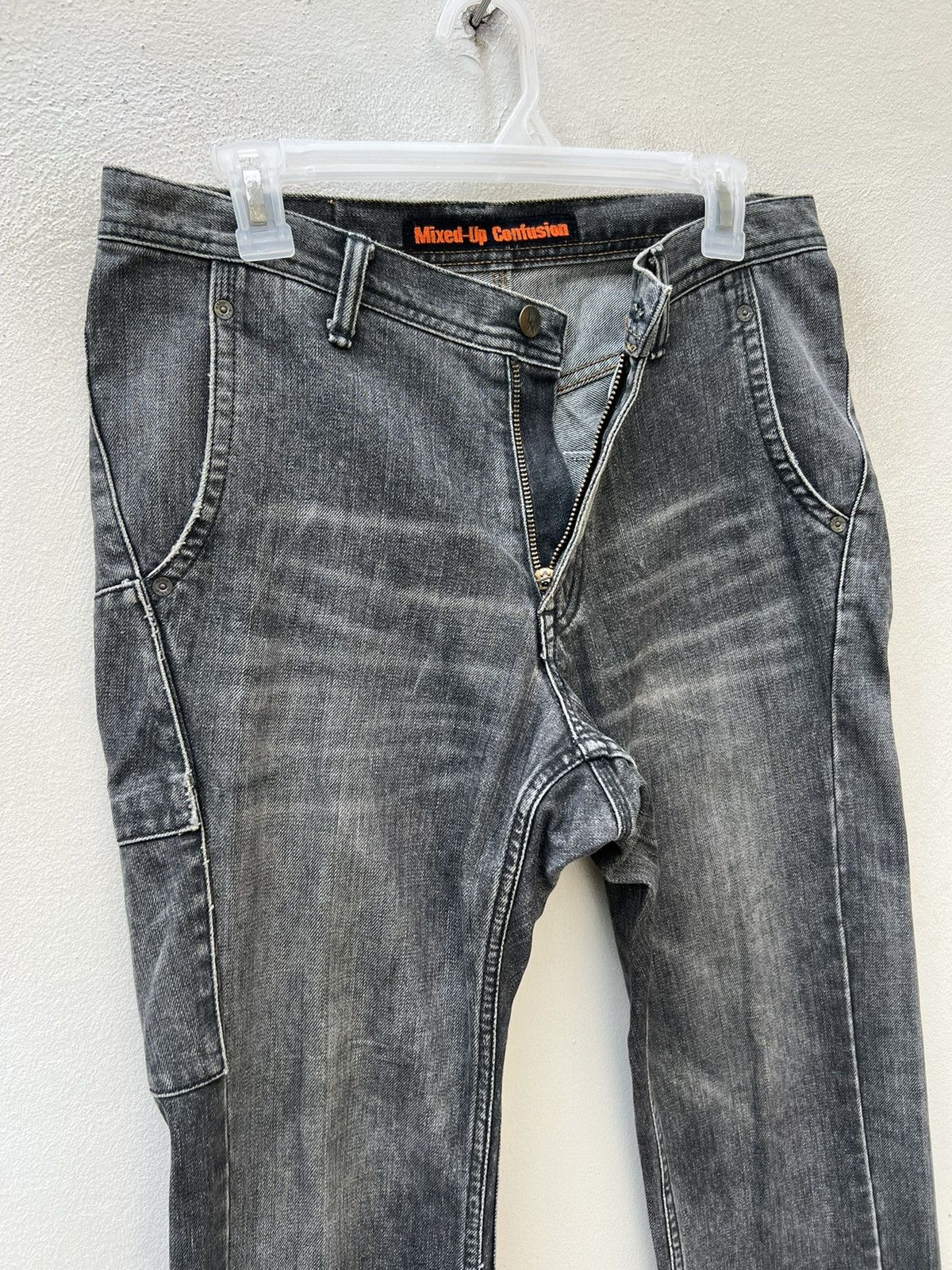 20471120 VTG Mixed-Up Confusion Fade Black Denim Patchwork Crop Jeans Size US 32 / EU 48 - 10 Thumbnail