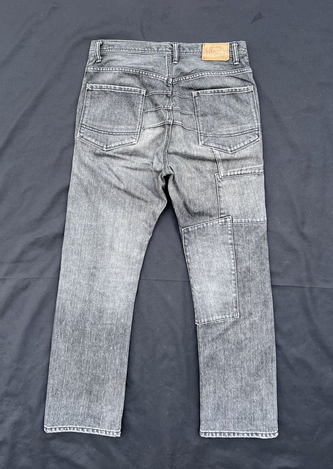 20471120 VTG Mixed-Up Confusion Fade Black Denim Patchwork Crop Jeans Size US 32 / EU 48 - 5 Thumbnail