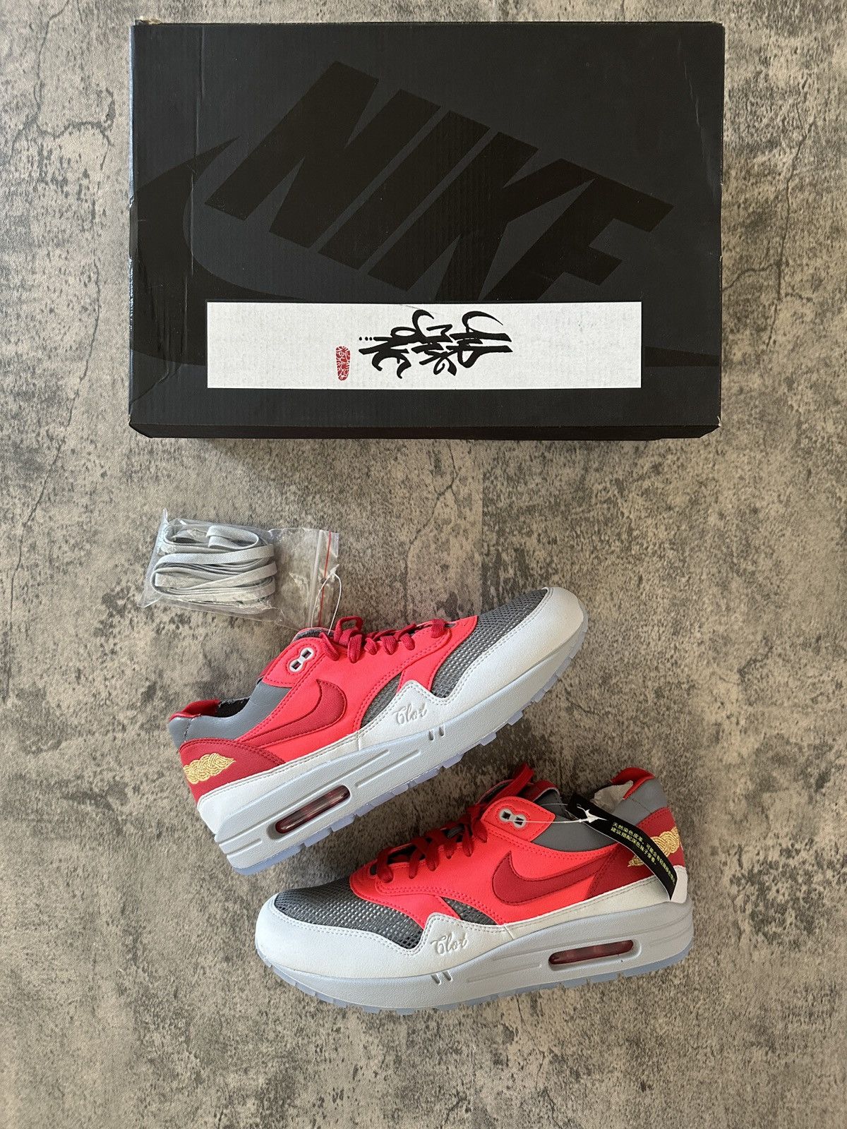 image of Clot x Nike Air Max 1 Solar Red Shoes, Men's (Size 10)