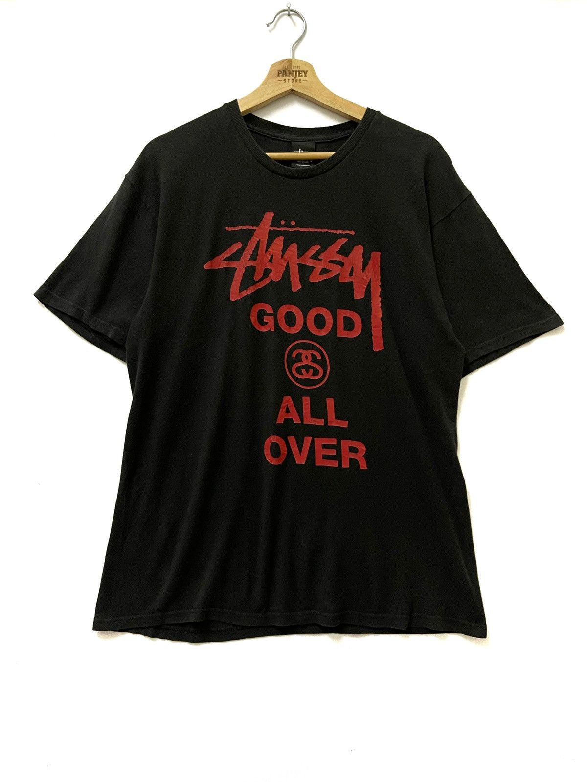 Japanese Brand × Stussy Stussy All Over Big Logo T-shirt Black Size US M / EU 48-50 / 2 - 1 Thumbnail
