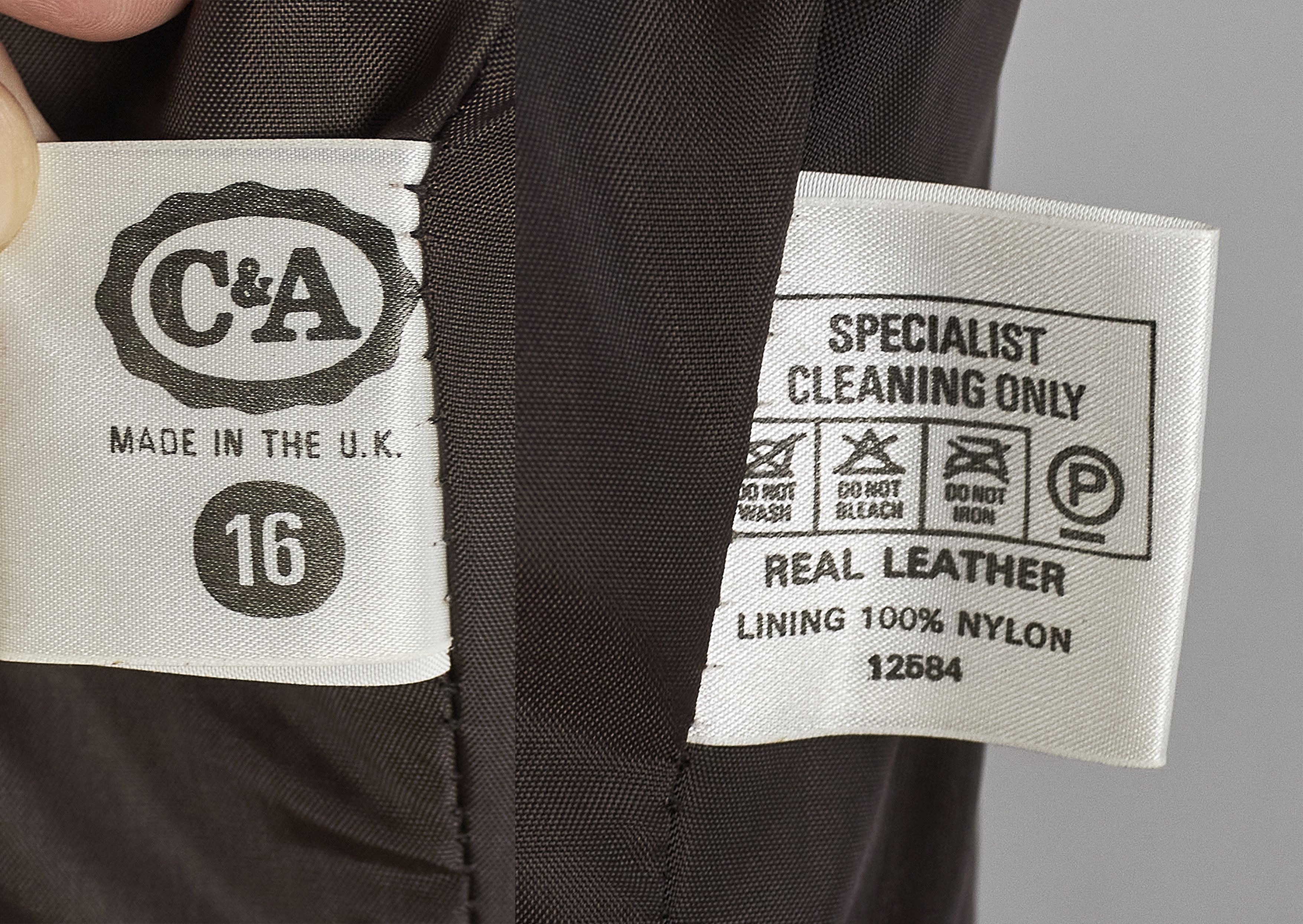C&A Vintage 90s Brown Belted Leather Coat Trench Made in England Size M / US 6-8 / IT 42-44 - 15 Thumbnail