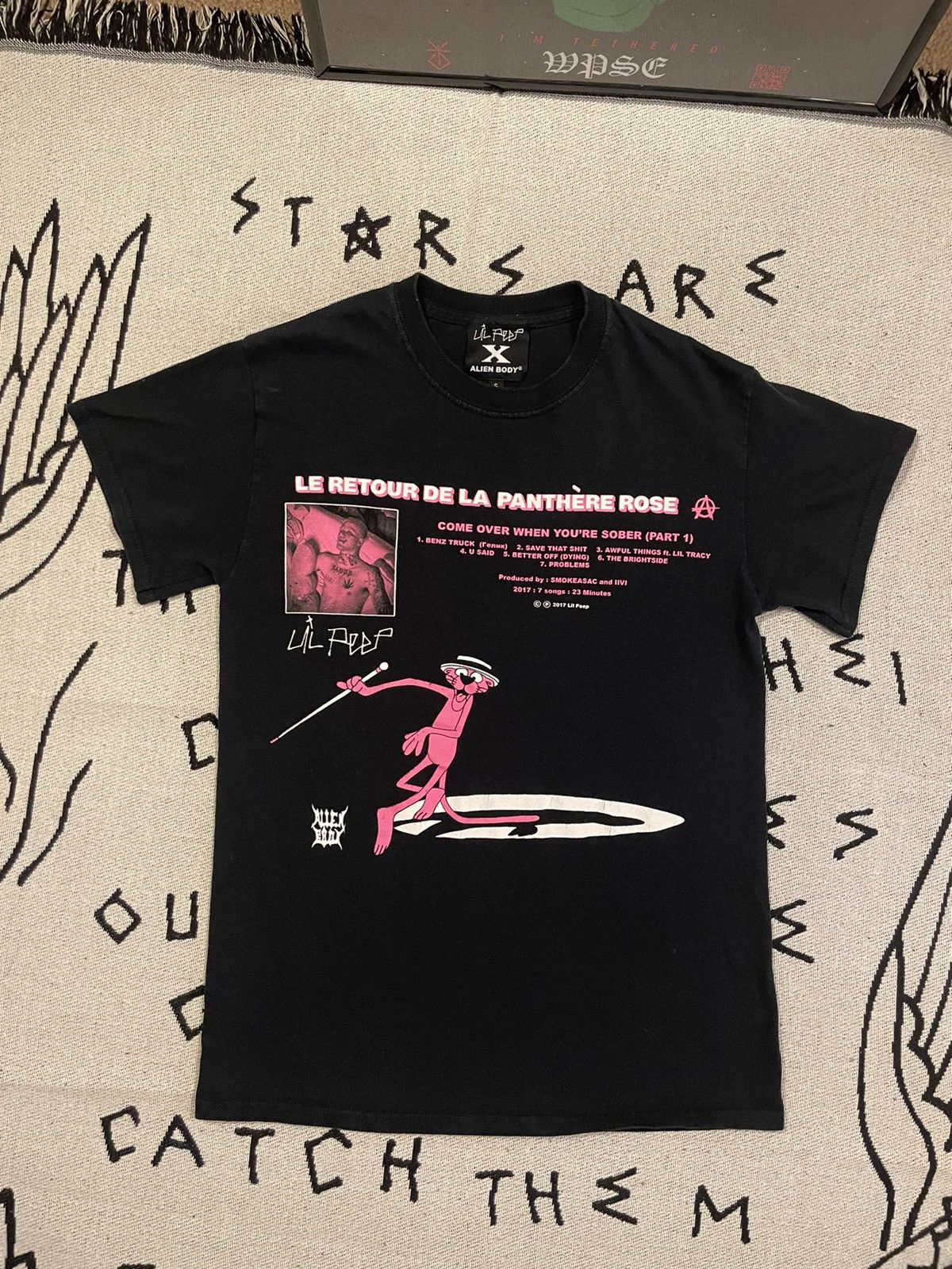 lil peep x alien body return of the pink panther remix tee