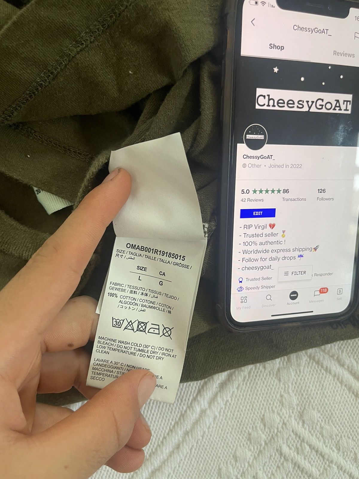 Off white khaki stencil Long sleeve TEE