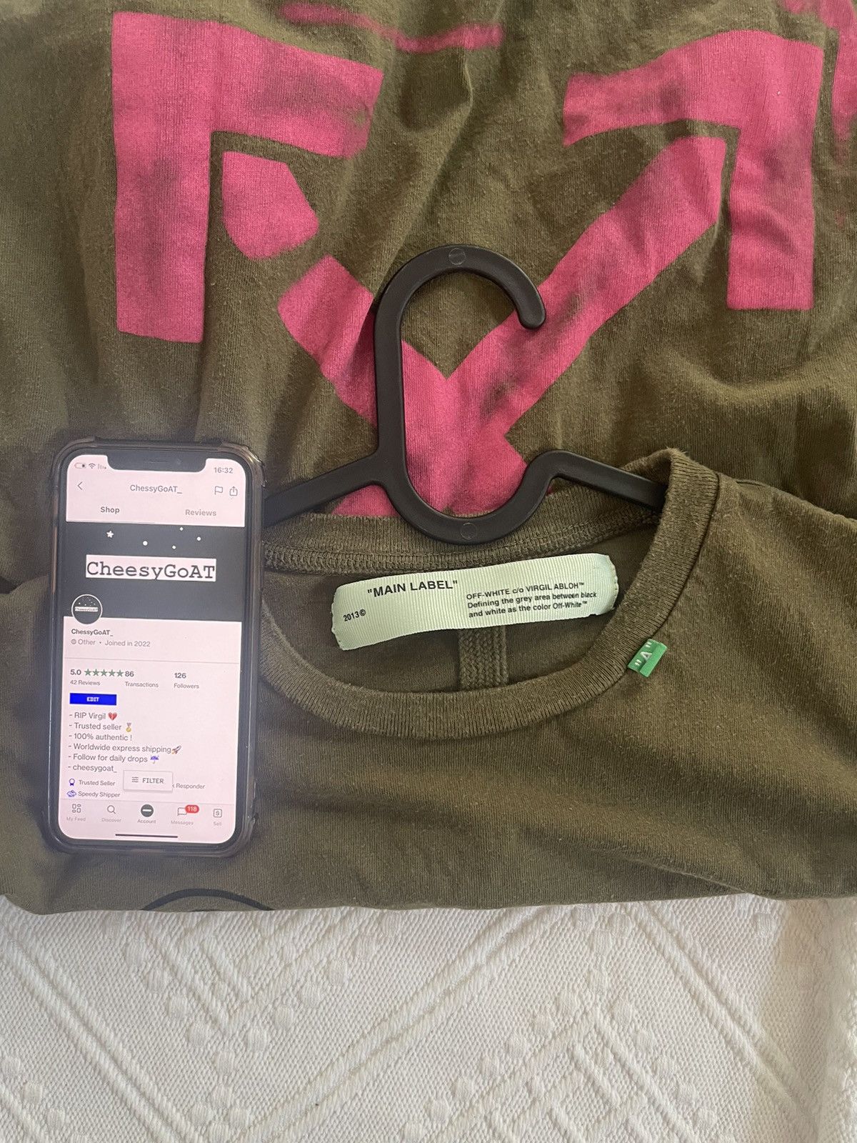 Off white khaki stencil Long sleeve TEE