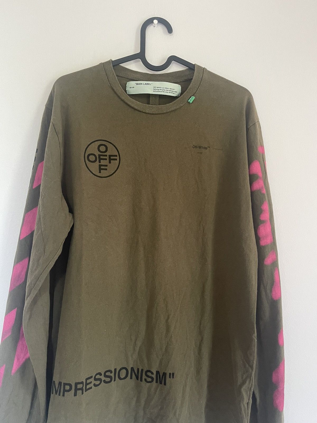 Off white khaki stencil Long sleeve TEE