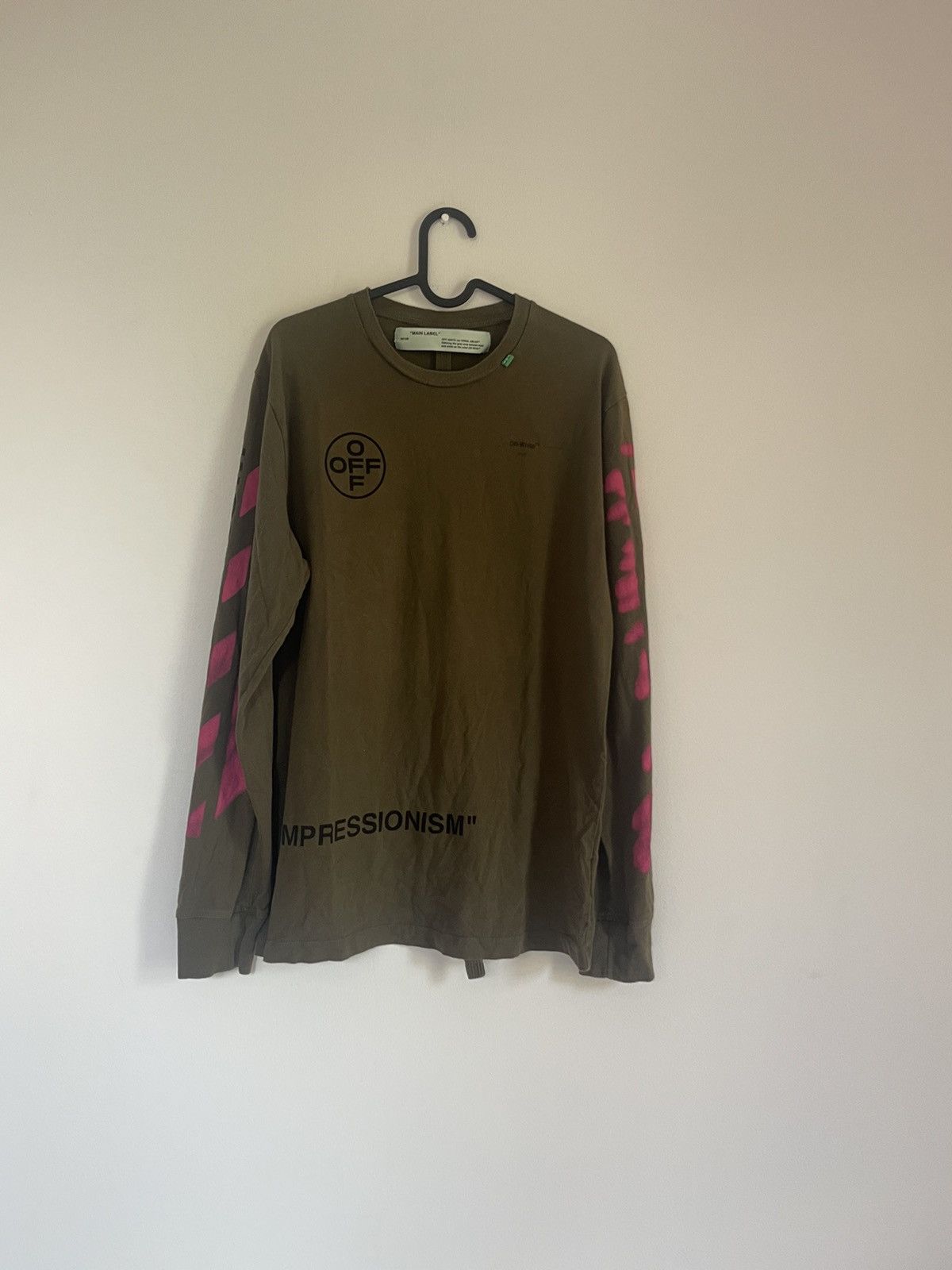 Off white khaki stencil Long sleeve TEE