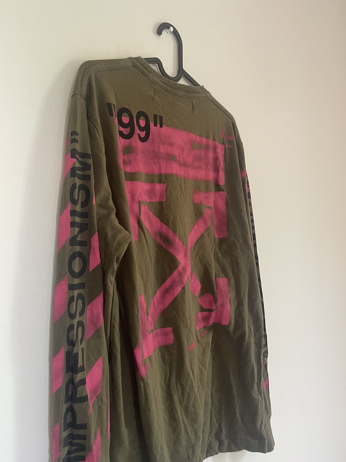 Off white khaki stencil Long sleeve TEE
