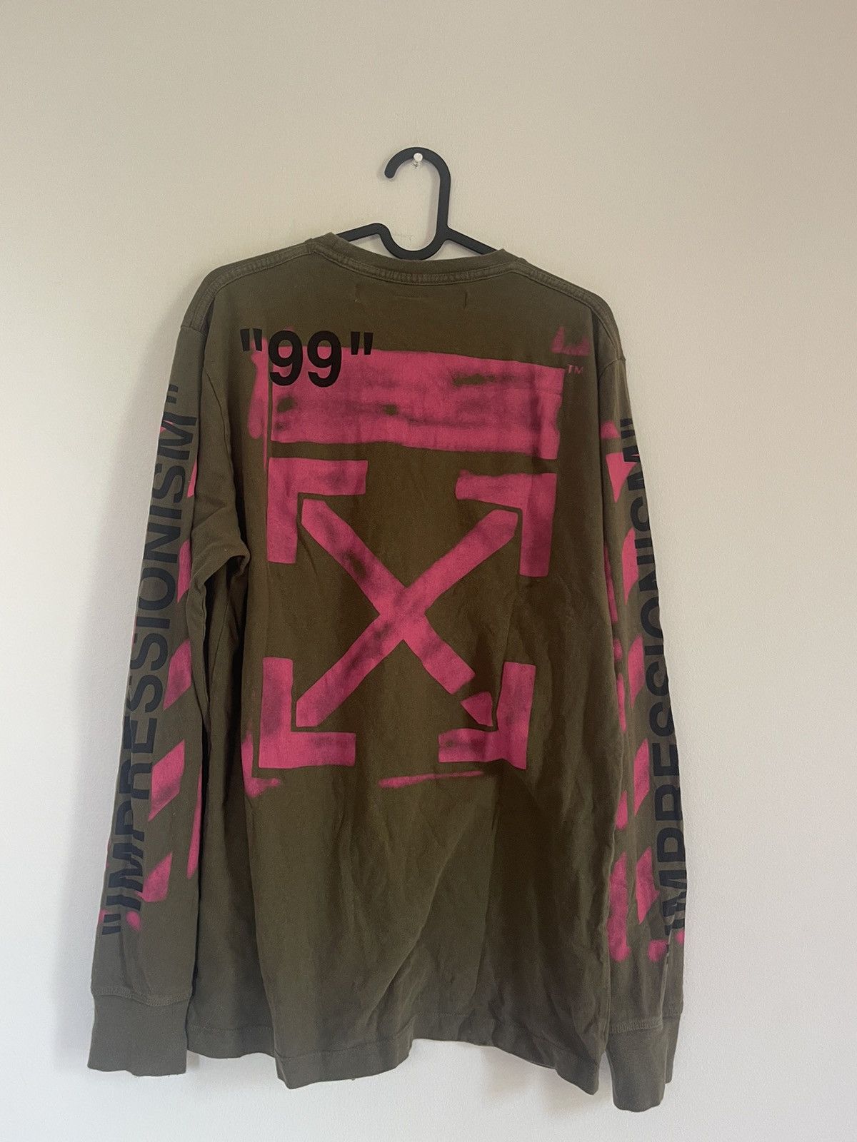 Off white khaki stencil Long sleeve TEE