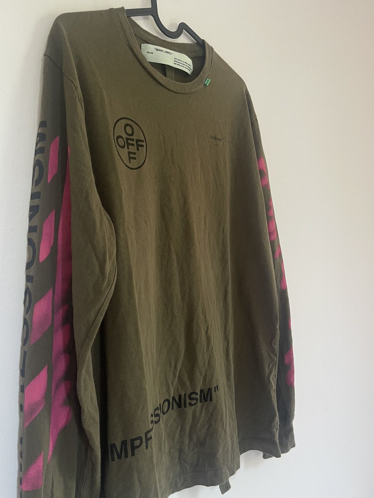 Off white khaki stencil Long sleeve TEE