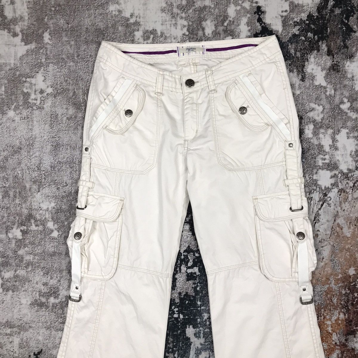 Japanese Brand Vintage Japanese Tbj Jeans Tactical Bondage Flare Cargo Pant Size 29" - 2 Thumbnail