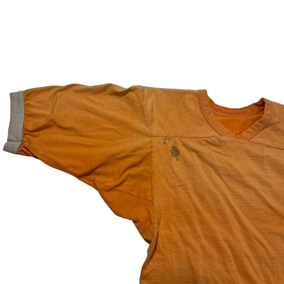 Vintage 70s Peach Faded Distressed Football Shirt Gusseted Size US XS / EU 42 / 0 - 2 Thumbnail