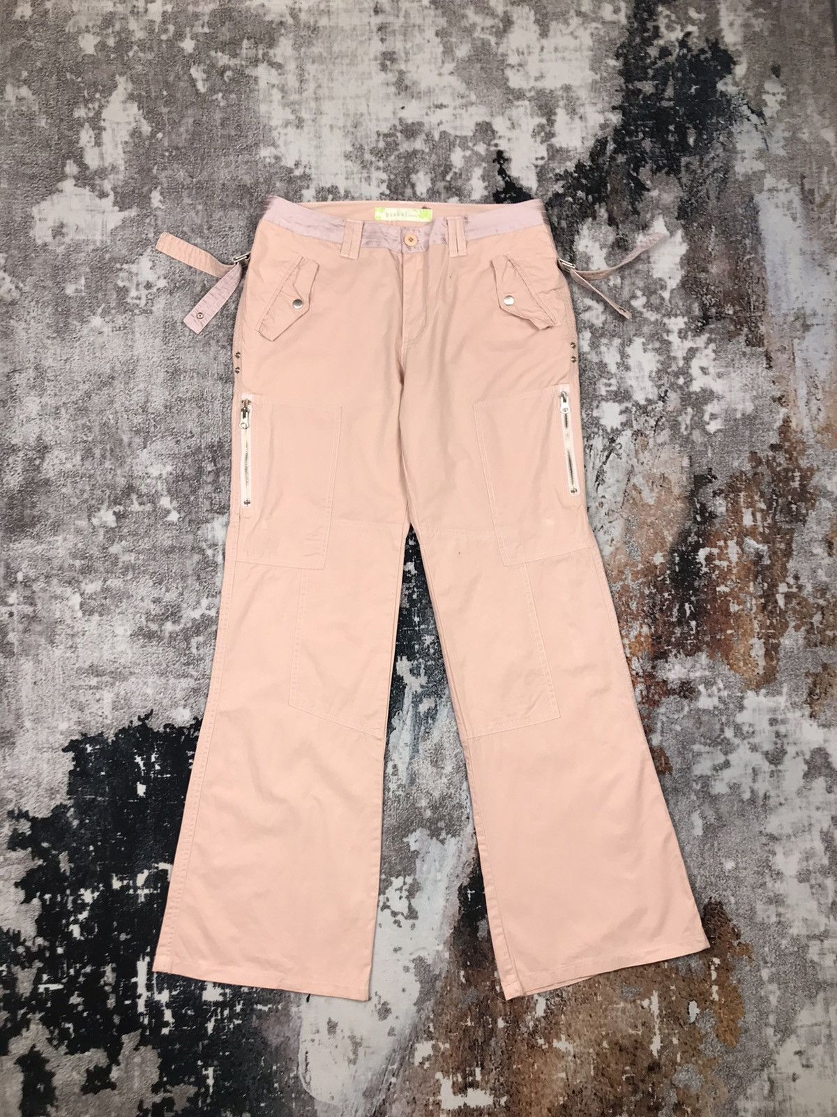 Designer × Japanese Brand Vintage Japanese Paskal Jeans Bondage Style Flare Cargo Pant Size 29" - 1 Thumbnail
