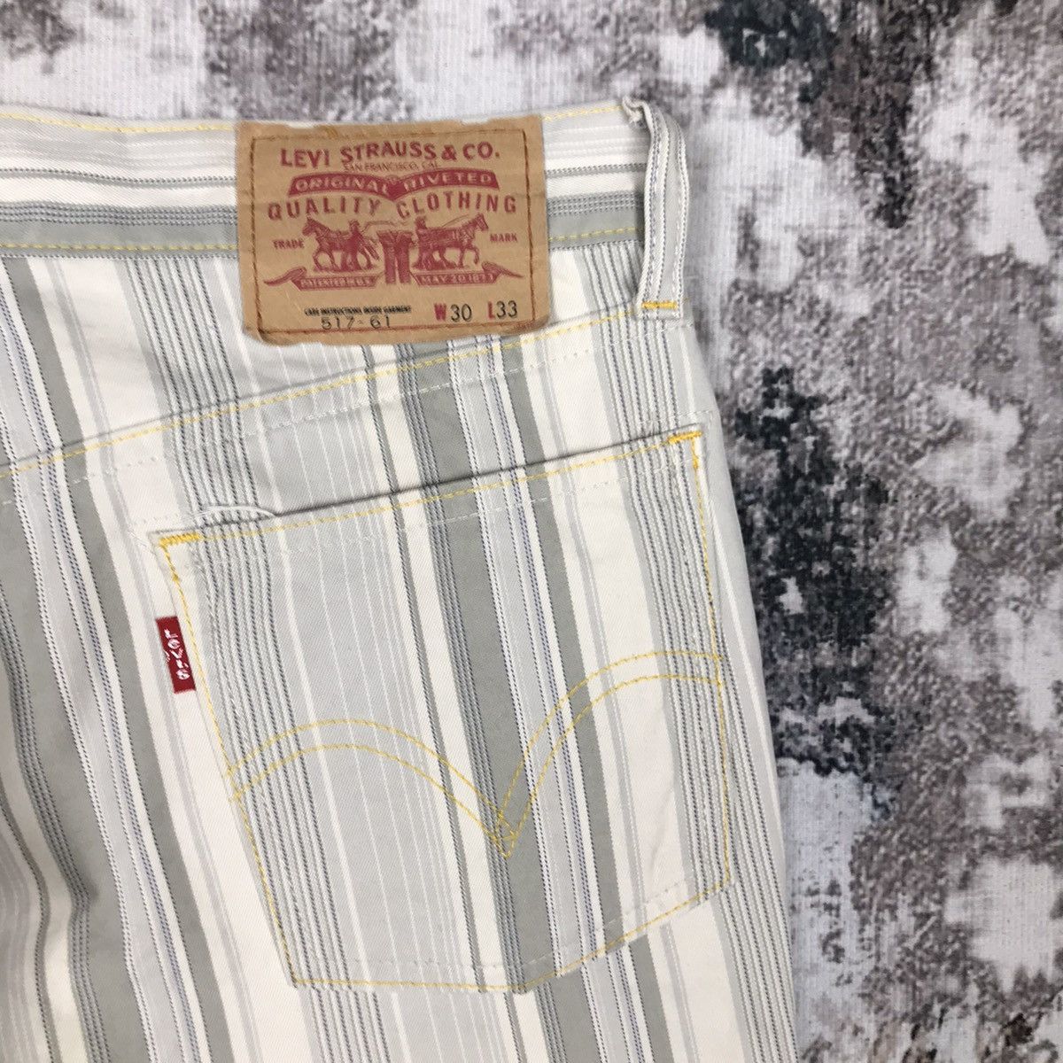 Levi's × Vintage Vintage Levis 517 Flare Stripes Design Colour Jeans Pants Size 29" - 4 Thumbnail