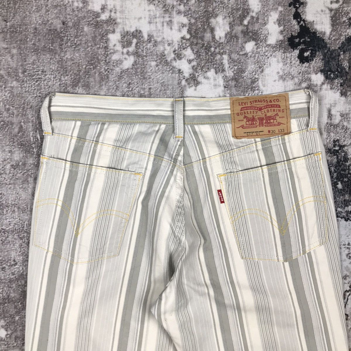 Levi's × Vintage Vintage Levis 517 Flare Stripes Design Colour Jeans Pants Size 29" - 3 Thumbnail