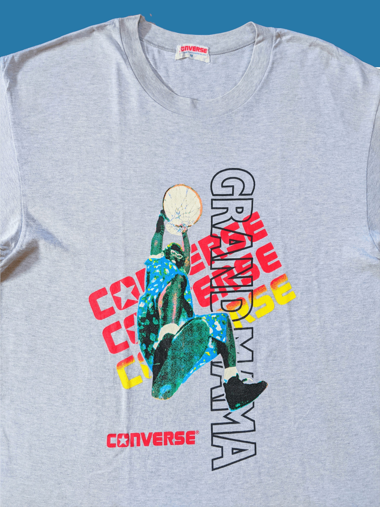 image of Vintage 90's Larry Johnson Grandmama Converse Nba T Shirt in Grey, Men's (Size Medium)