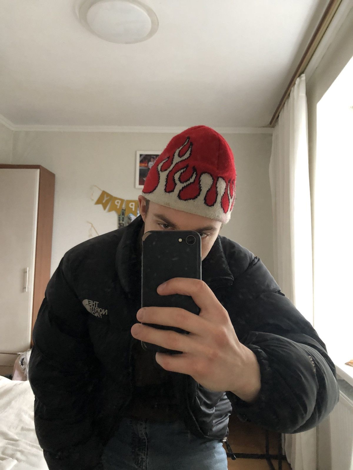 Vintage Flame Y2K 2000s Inspired Fire Beanie Hat Size ONE SIZE - 1 Thumbnail